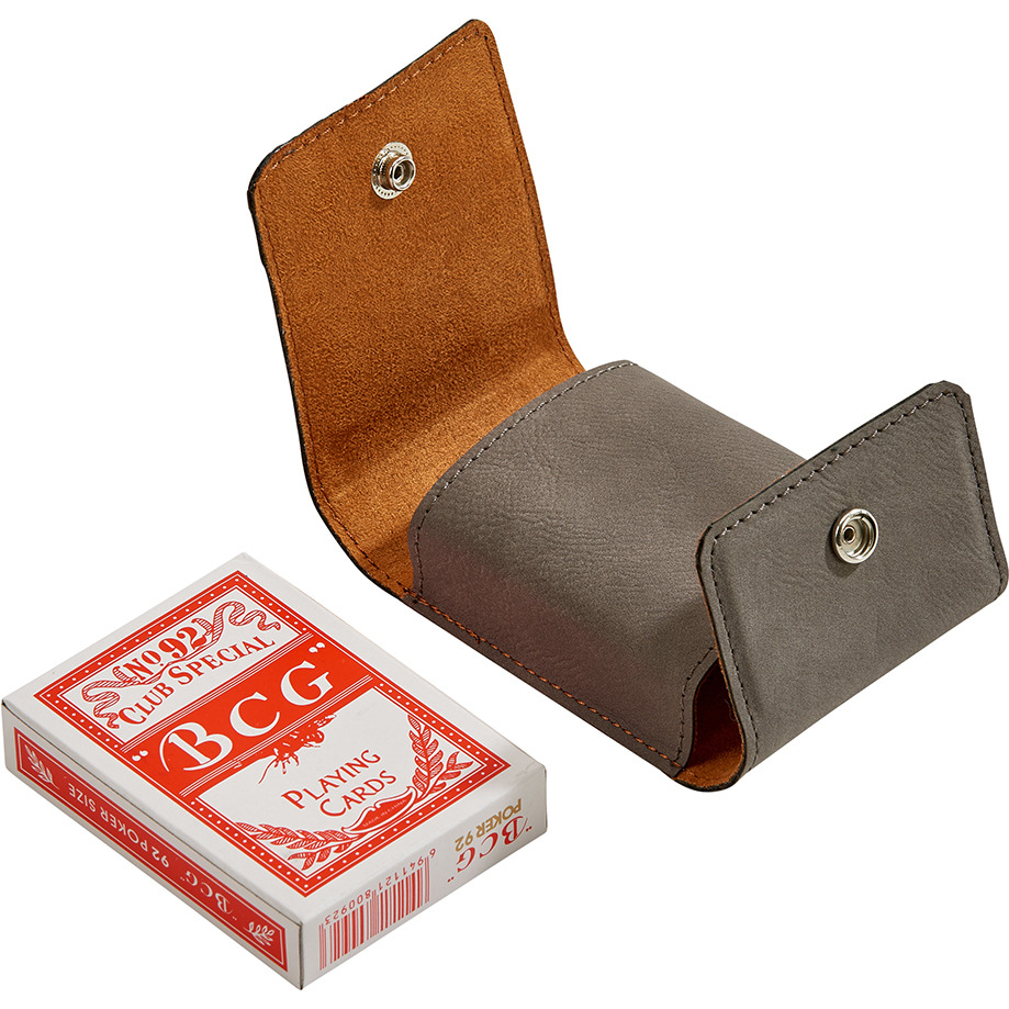 Leatherette Playing Cards Case Grey 3.75