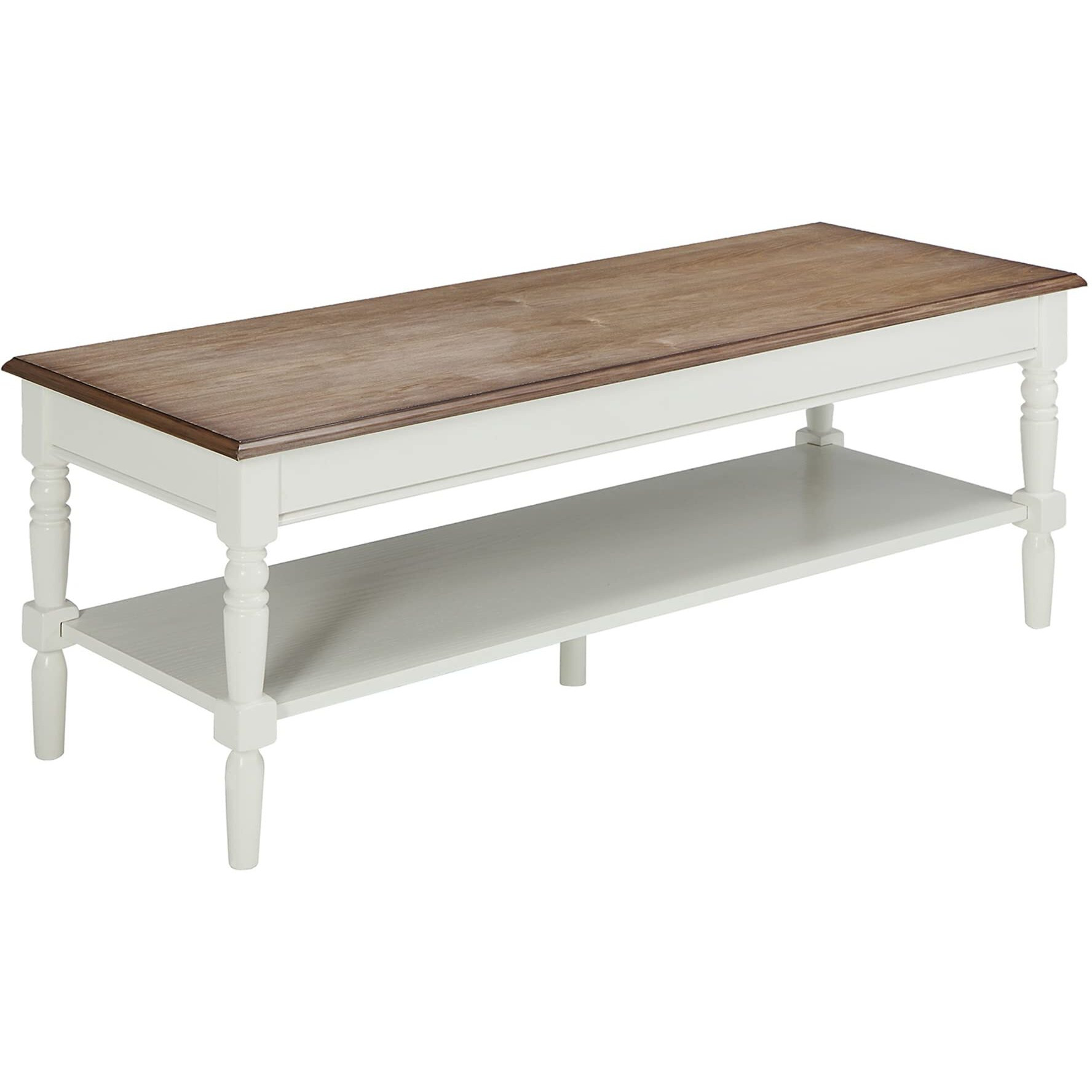 Convenience Concepts French Country Coffee Table With Shelf, Driftwood/White
