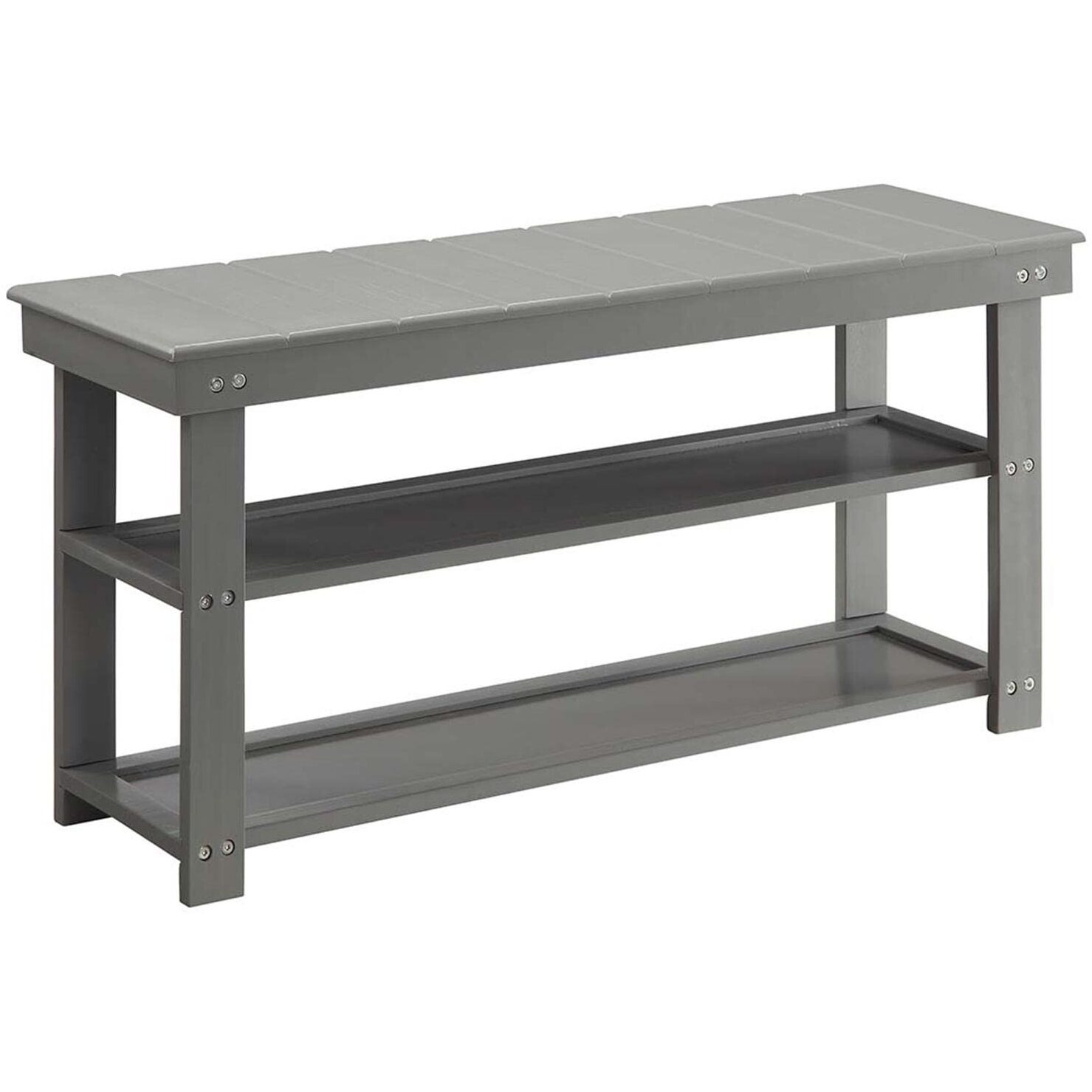 Convenience Concepts Oxford Utility Mudroom Bench With Shelves, Gray
