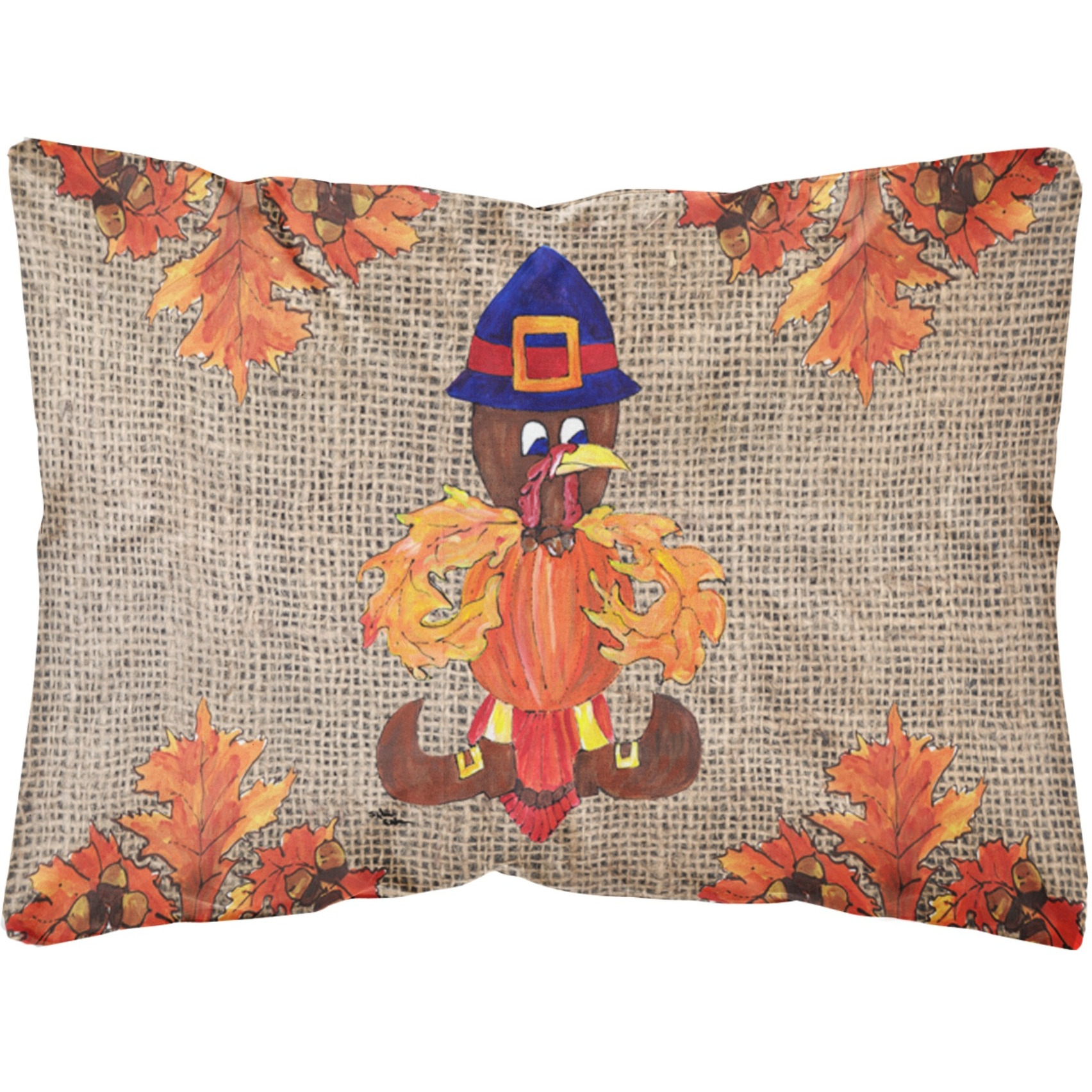 "&quotCaroline's Treasures Thanksgiving Turkey Pilgrim Fleur De Lis Decorative Fabric Pillow, Large, Multicolor""