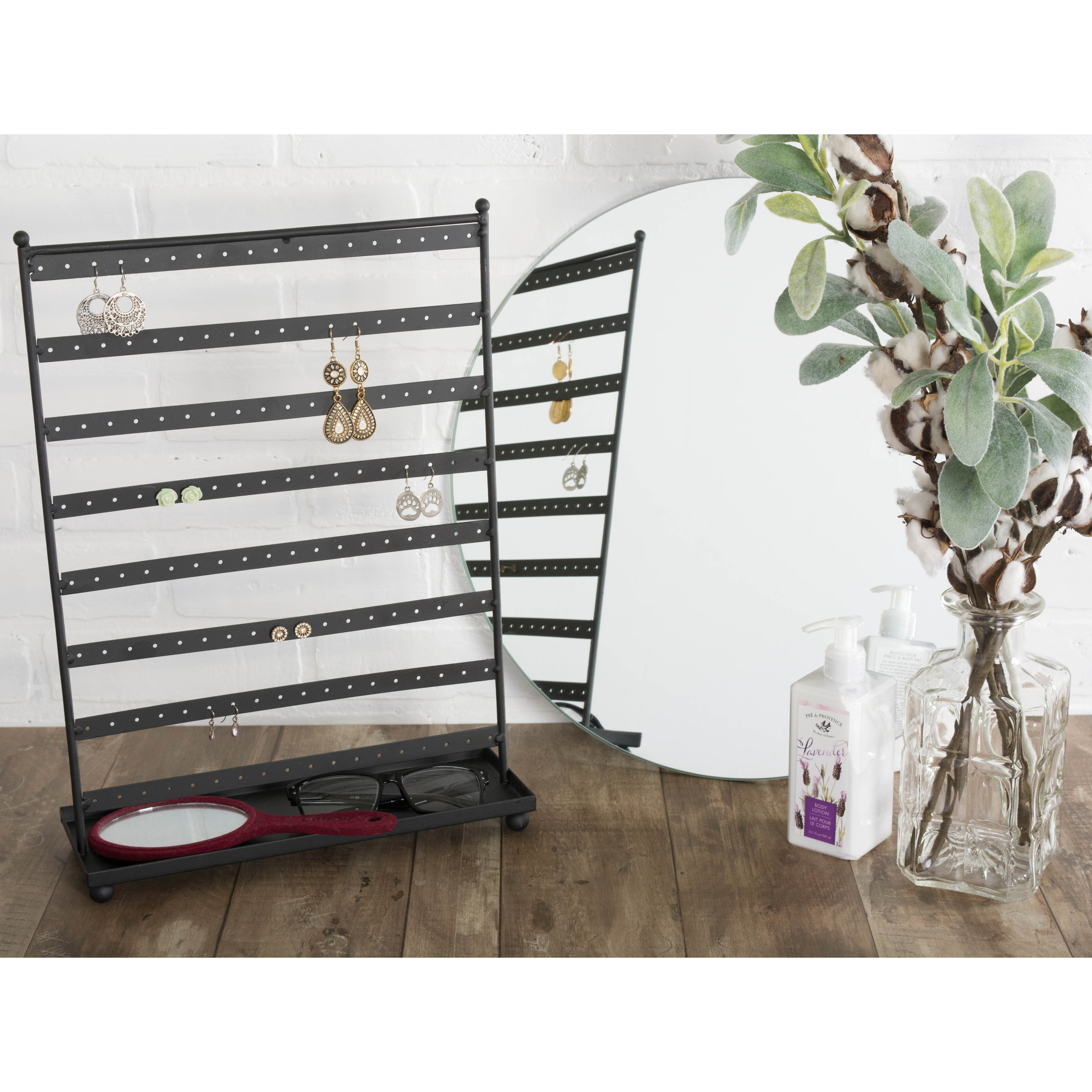 Dii Earring Stand With Tray Black