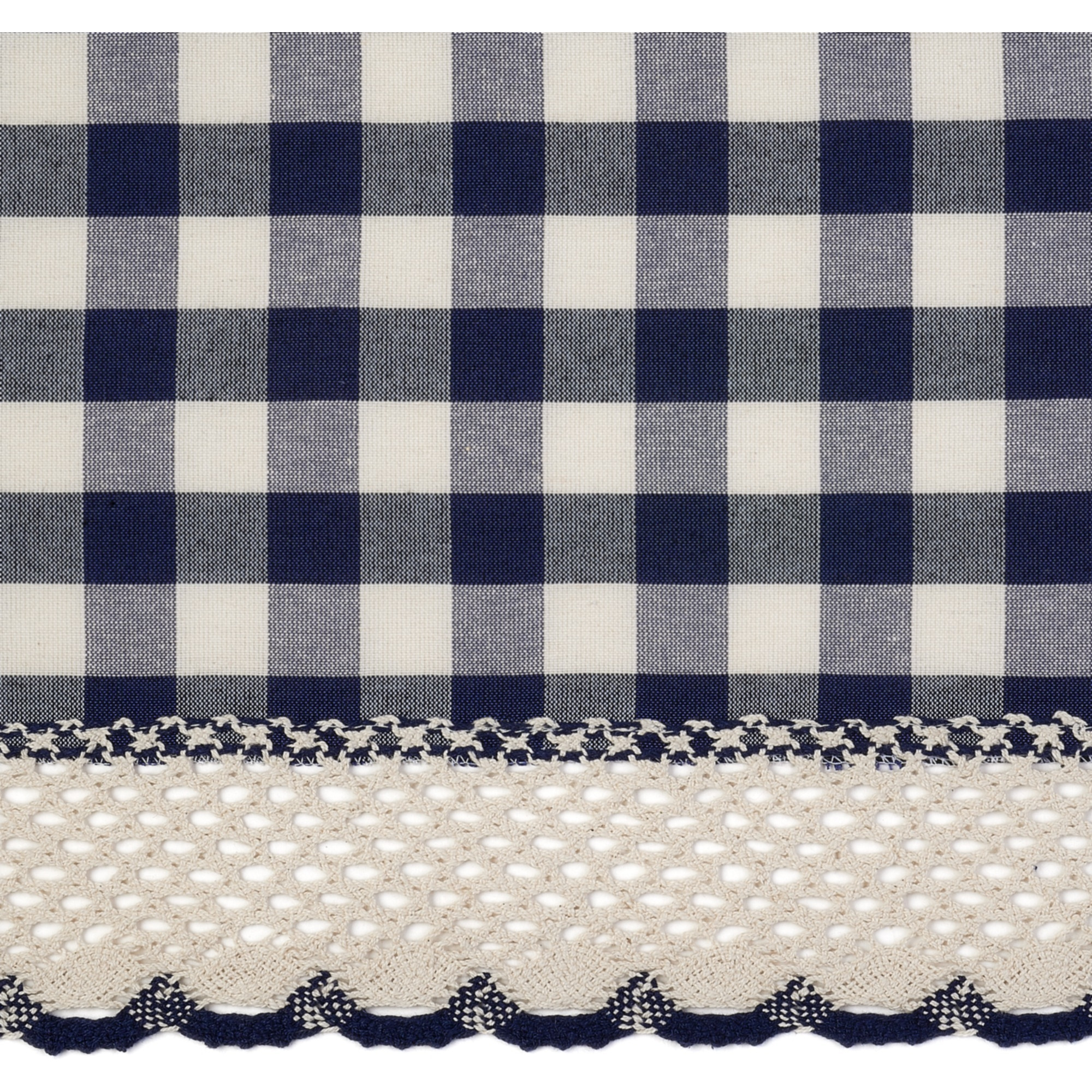 Buffalo Check Gathered Swag Window Curtain Pair - 72X63 - Navy