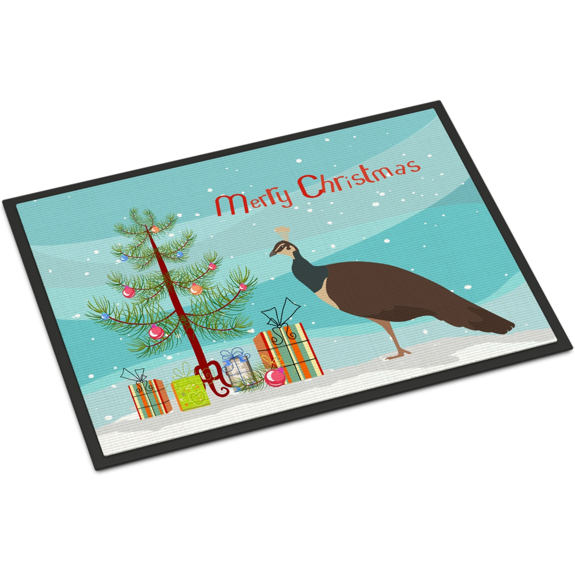 "&quotCaroline's Treasures"""&quotIndian Peahen Peafowl"""" Christmas Doormat 18"""" X 27"""" Multicolor""