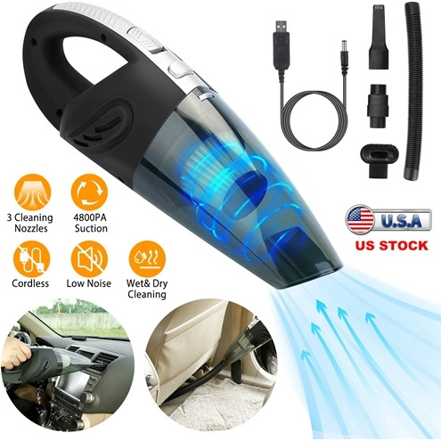 Car Handheld Vacuum Cleaner Cordless Rechargeable Hand Vacuum Portable Strong Suction Vacuum W/ Hose Nuzzle Brush For Dust Pet Hair
