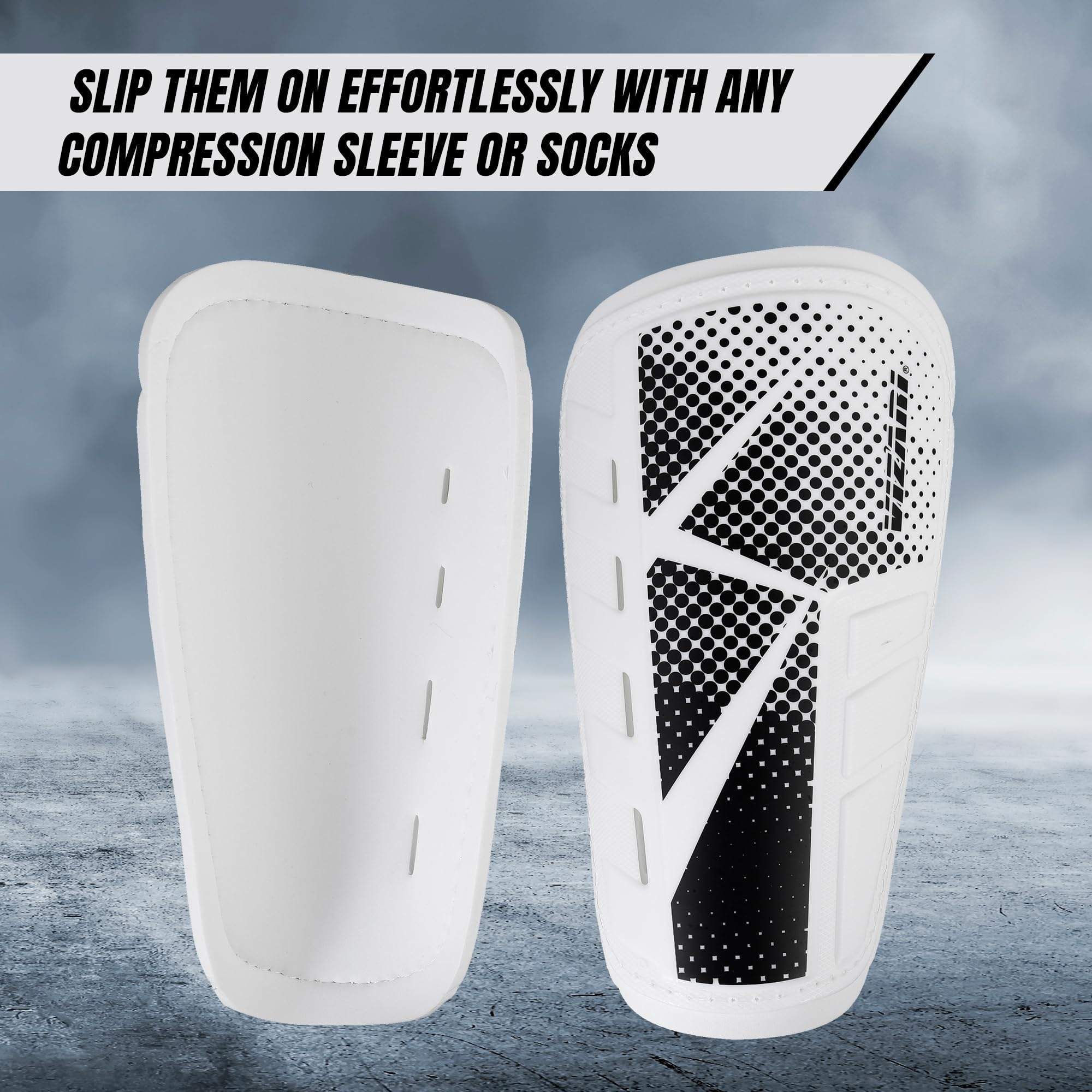 Vizari 'Vector' Slip-In Soccer Shinguards (White, Size L)