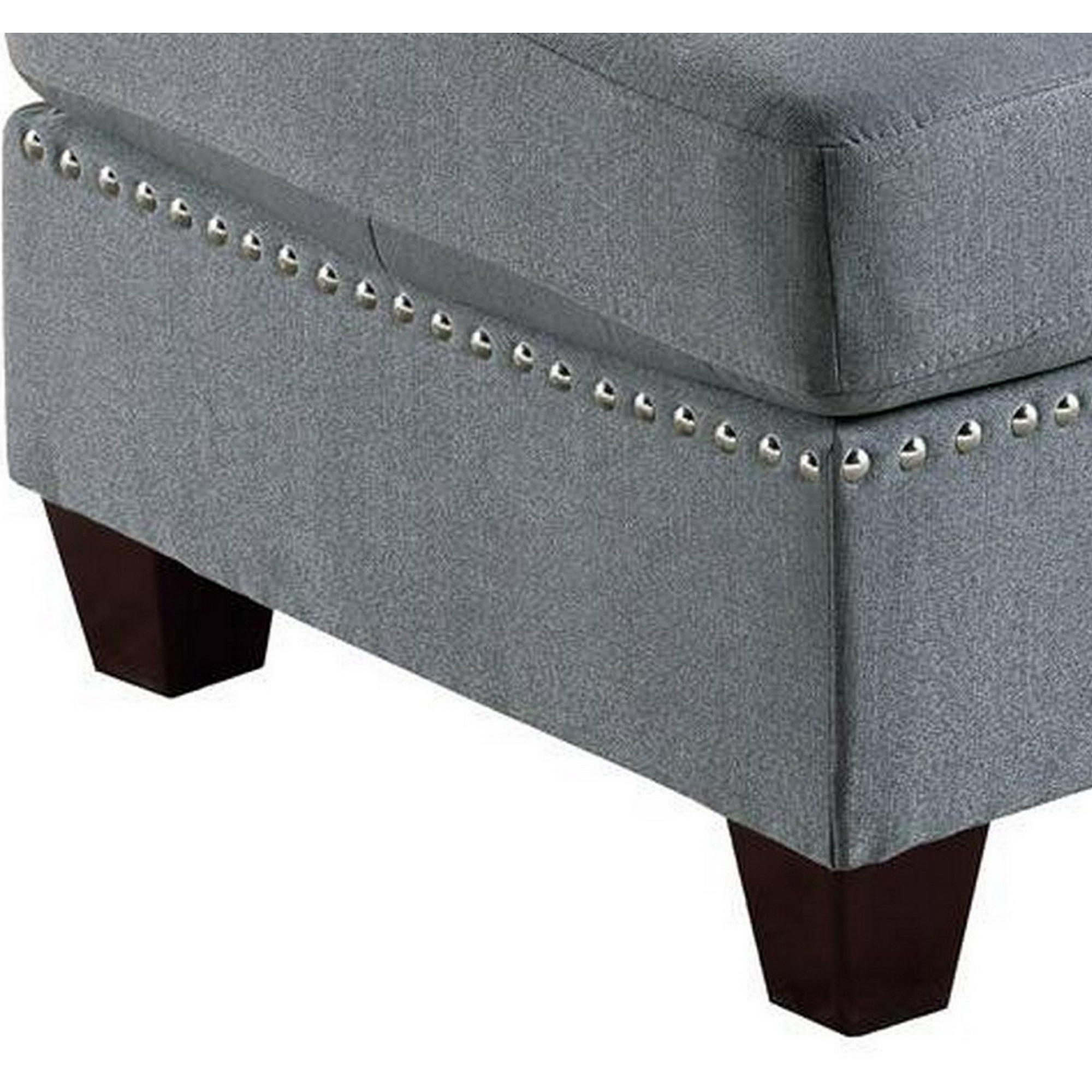 Pali 32 Inch Modern Square Ottoman, Foam Tufted Seat, Gray Linen Fabric
