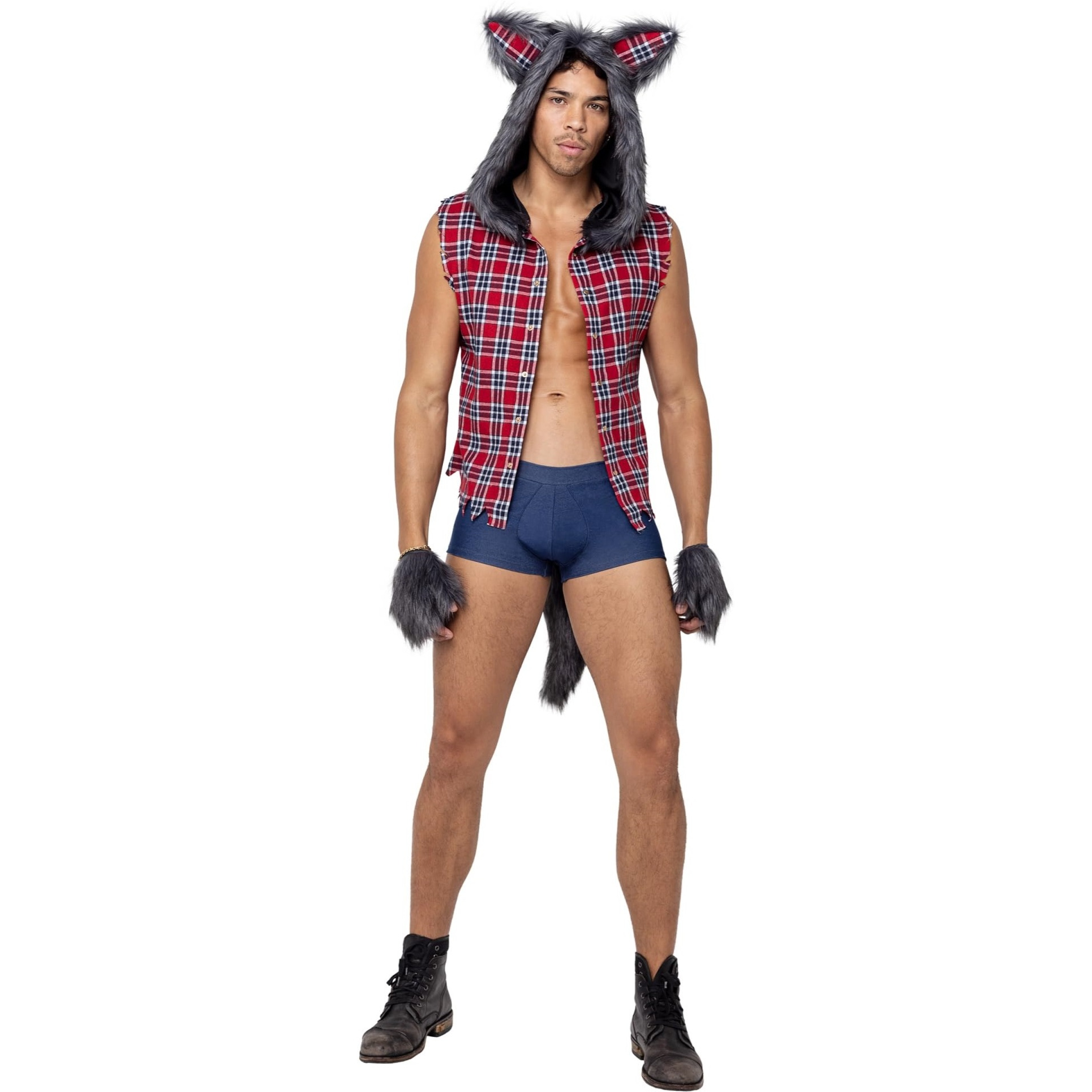 6187 - 3Pc Mens Full Moon Werewolf - Medium / Red/Blue/Grey
