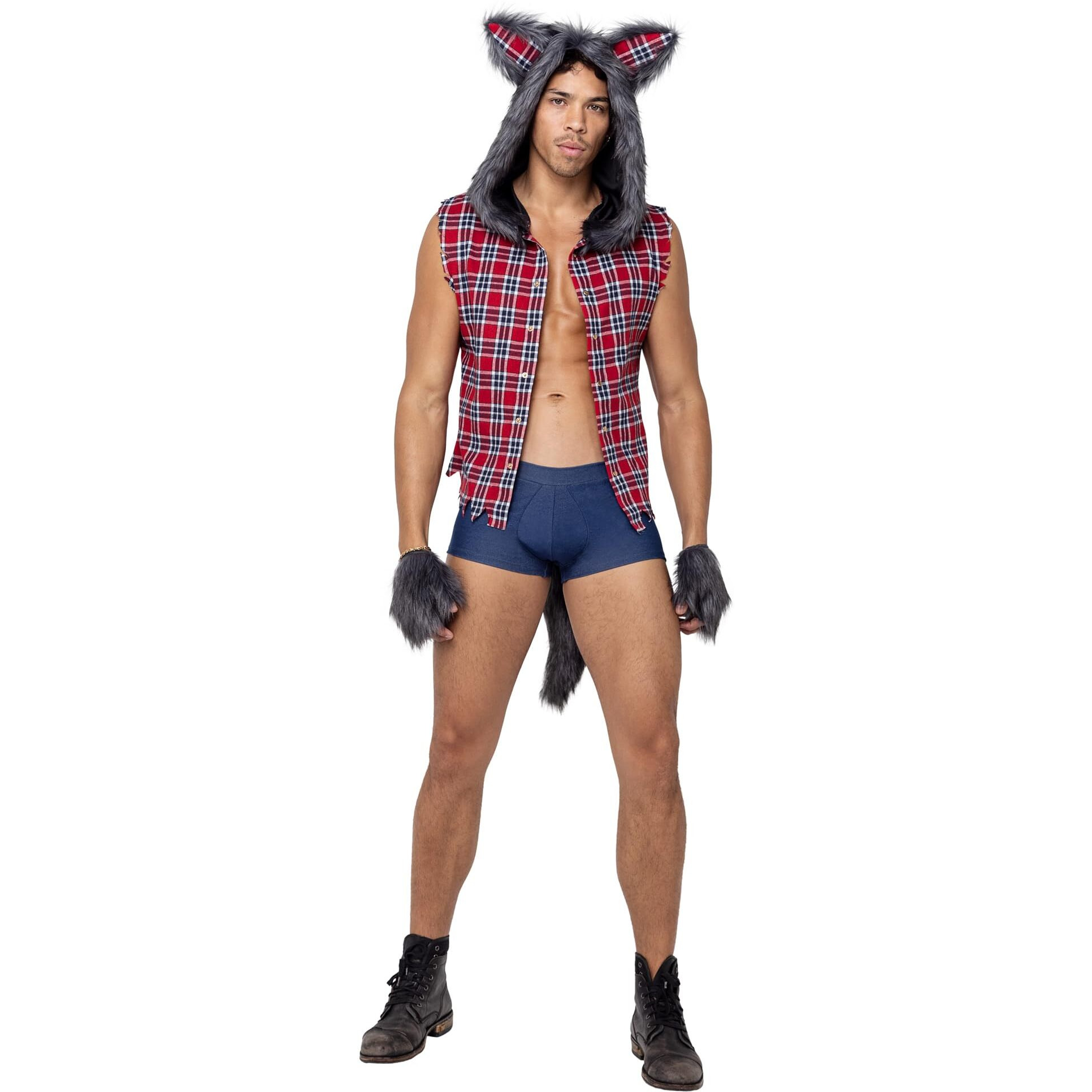 6187 - 3Pc Mens Full Moon Werewolf - Medium / Red/Blue/Grey