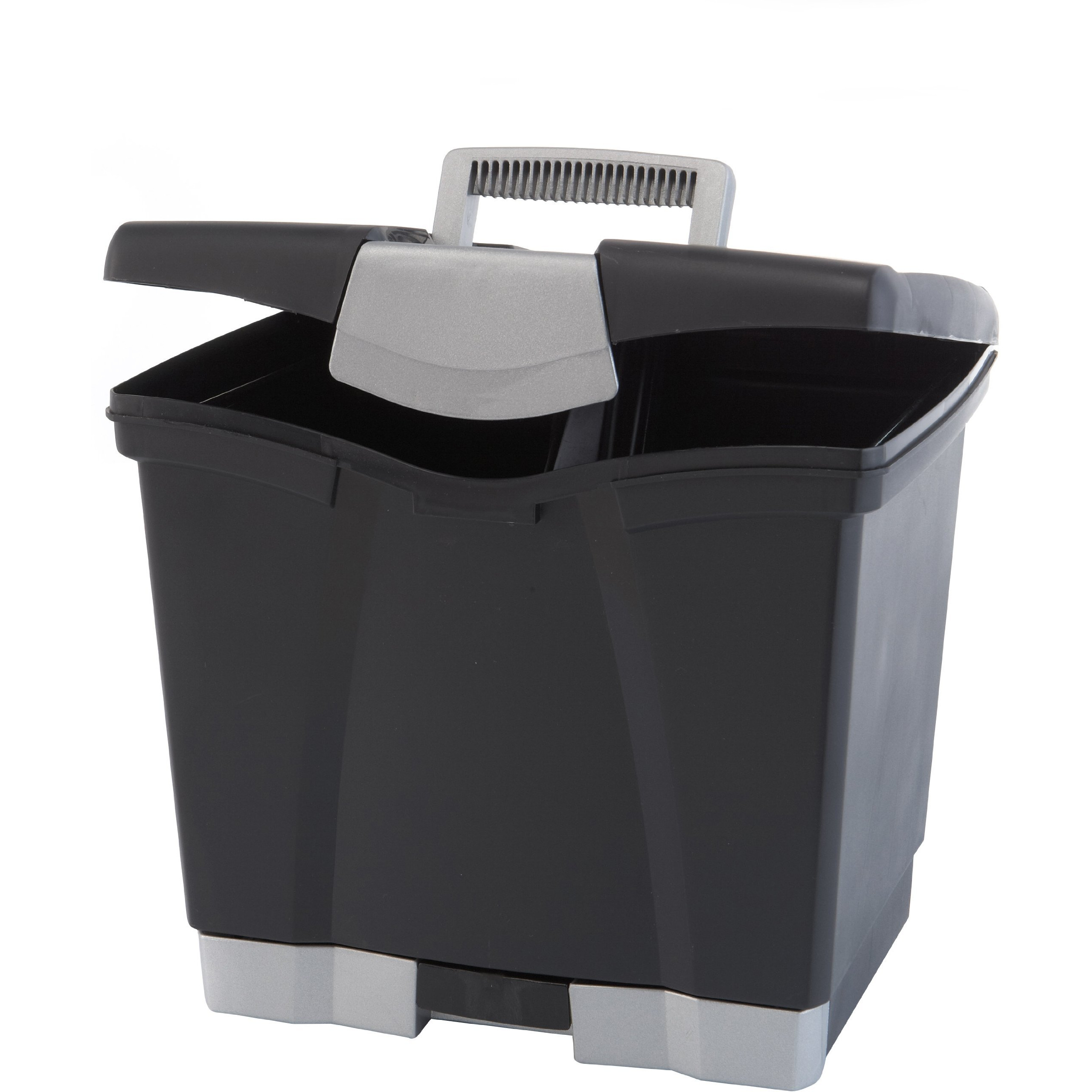 Storex Portable File Box With Drawer - External Dimensions 11.5"" Width X 14.3"" Depth X 13"" Height - Latch Lock Closure - Plastic - Black - For Document, Pen/Pencil, File, Letter - Recycled - 1 / Cart
