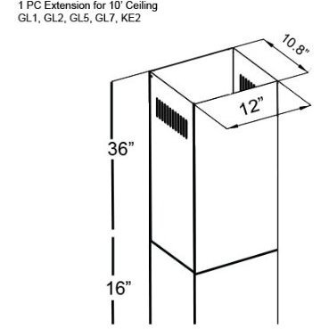 Zline 2-36"" Chimney Extensions For 10 Ft. To 12 Ft. Ceilings (2Pcext-Gl1I/Gl2I/Ke2I/Kl3I)