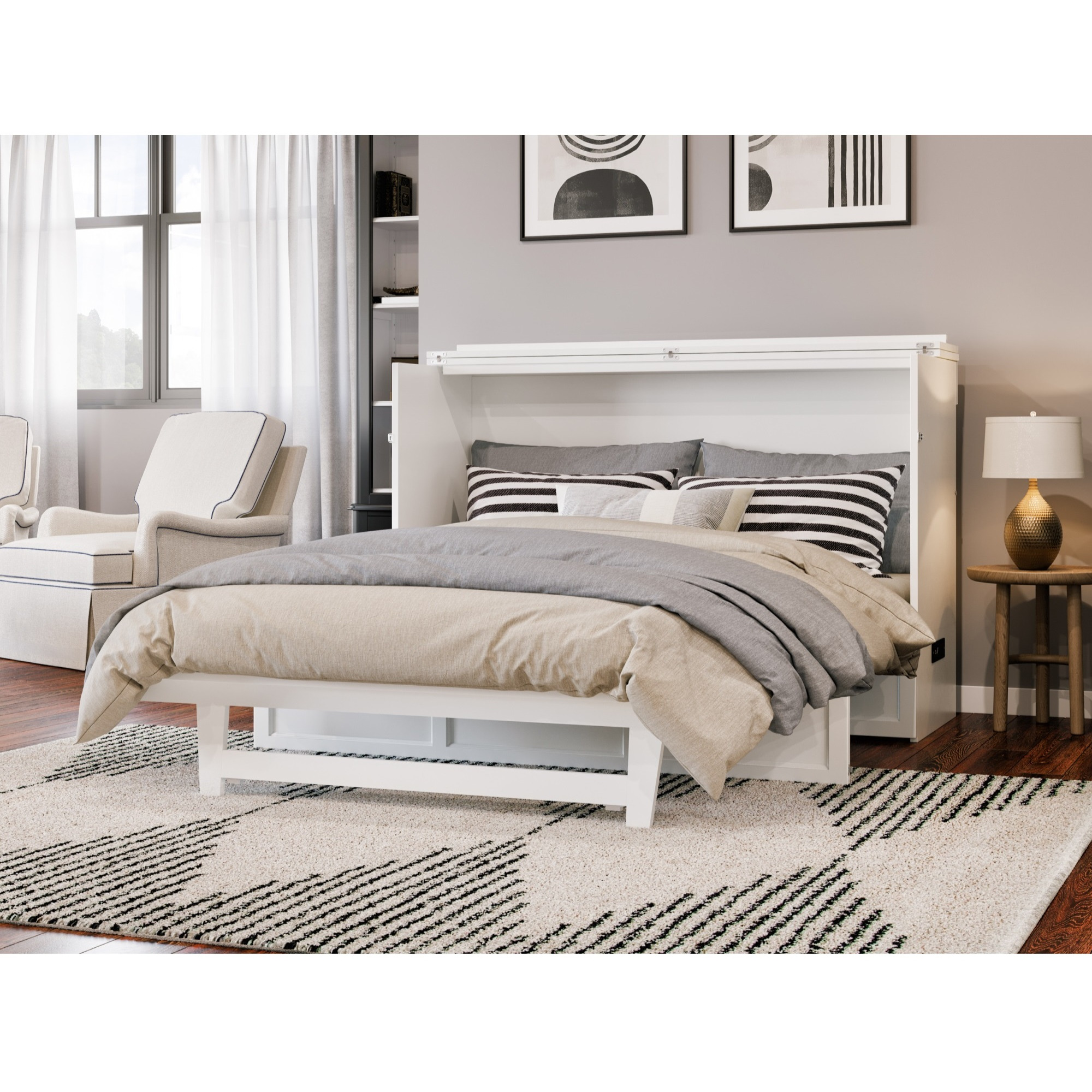 Northfield Queen Murphy Bed Chest In White
