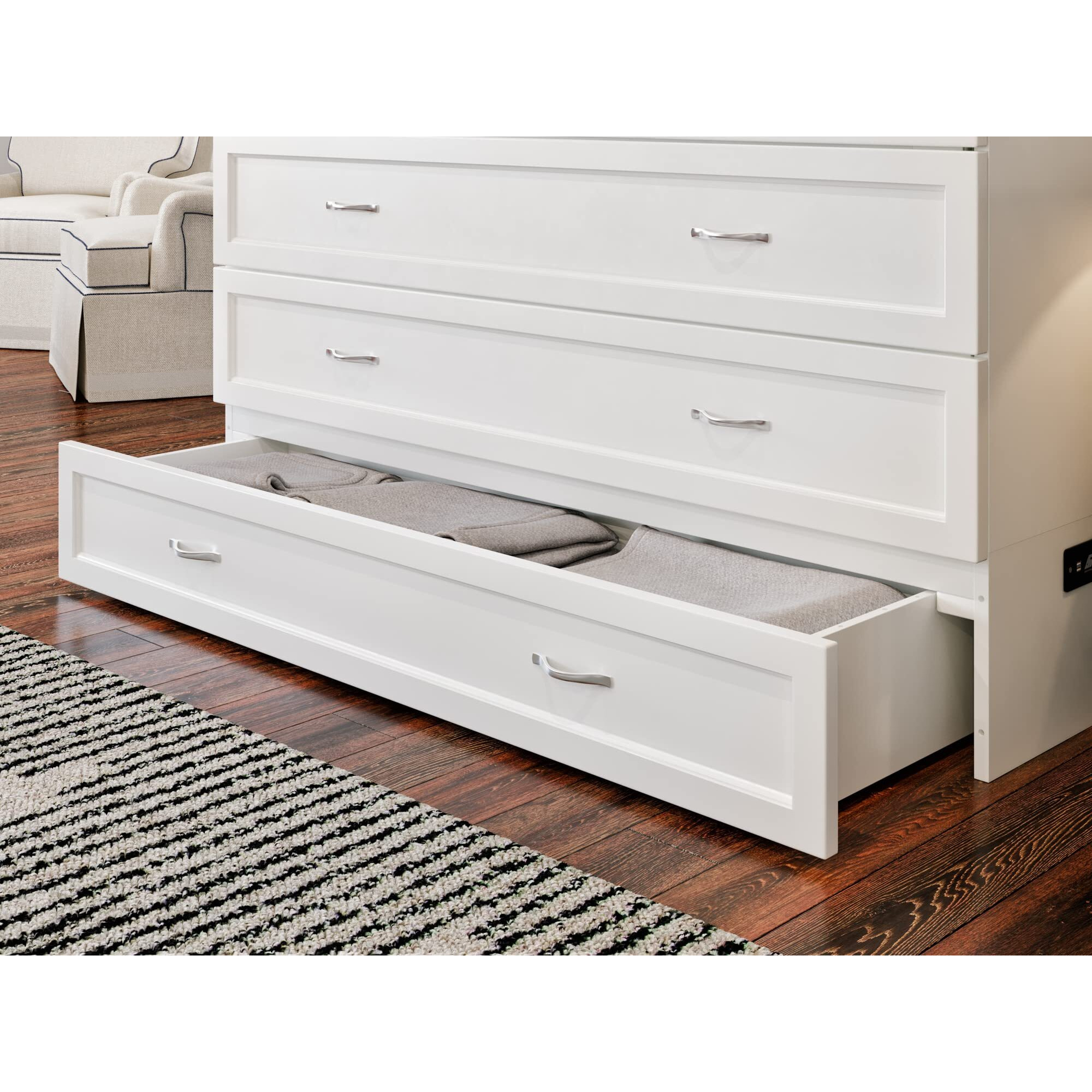 Northfield Queen Murphy Bed Chest In White