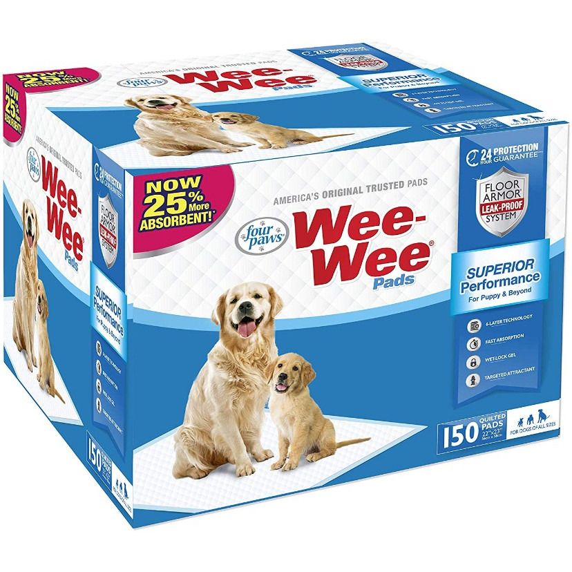 Four Paws Original Wee Wee Pads Floor Armor Leak-Proof System For All Dogs And Puppies