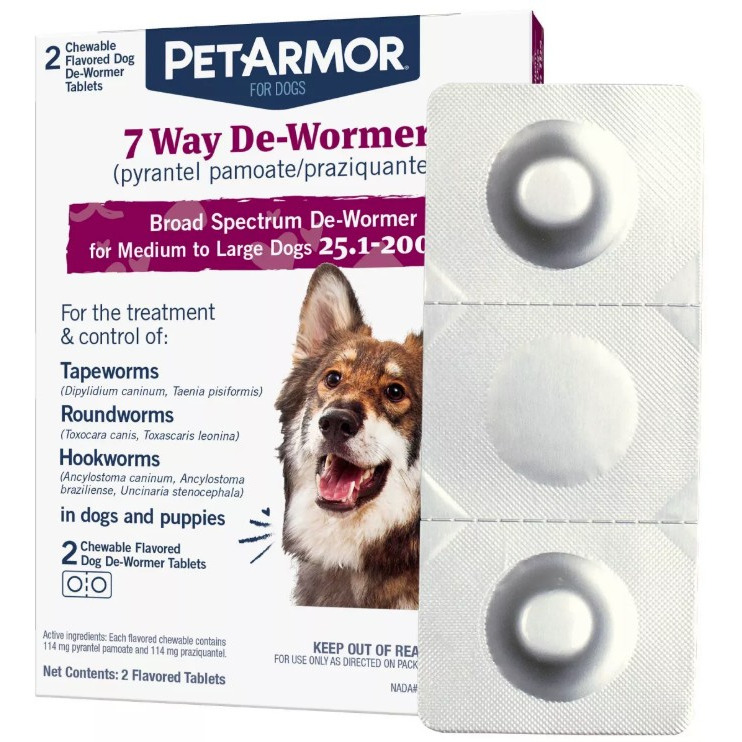 Petarmor 7 Way De-Wormer For Medium To Large Dogs 25-200 Pounds