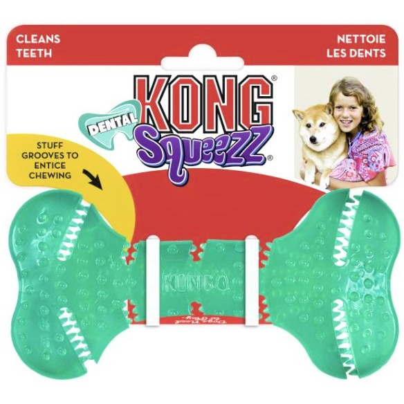 Kong Squeezz Dental Bone Dog Toy Medium