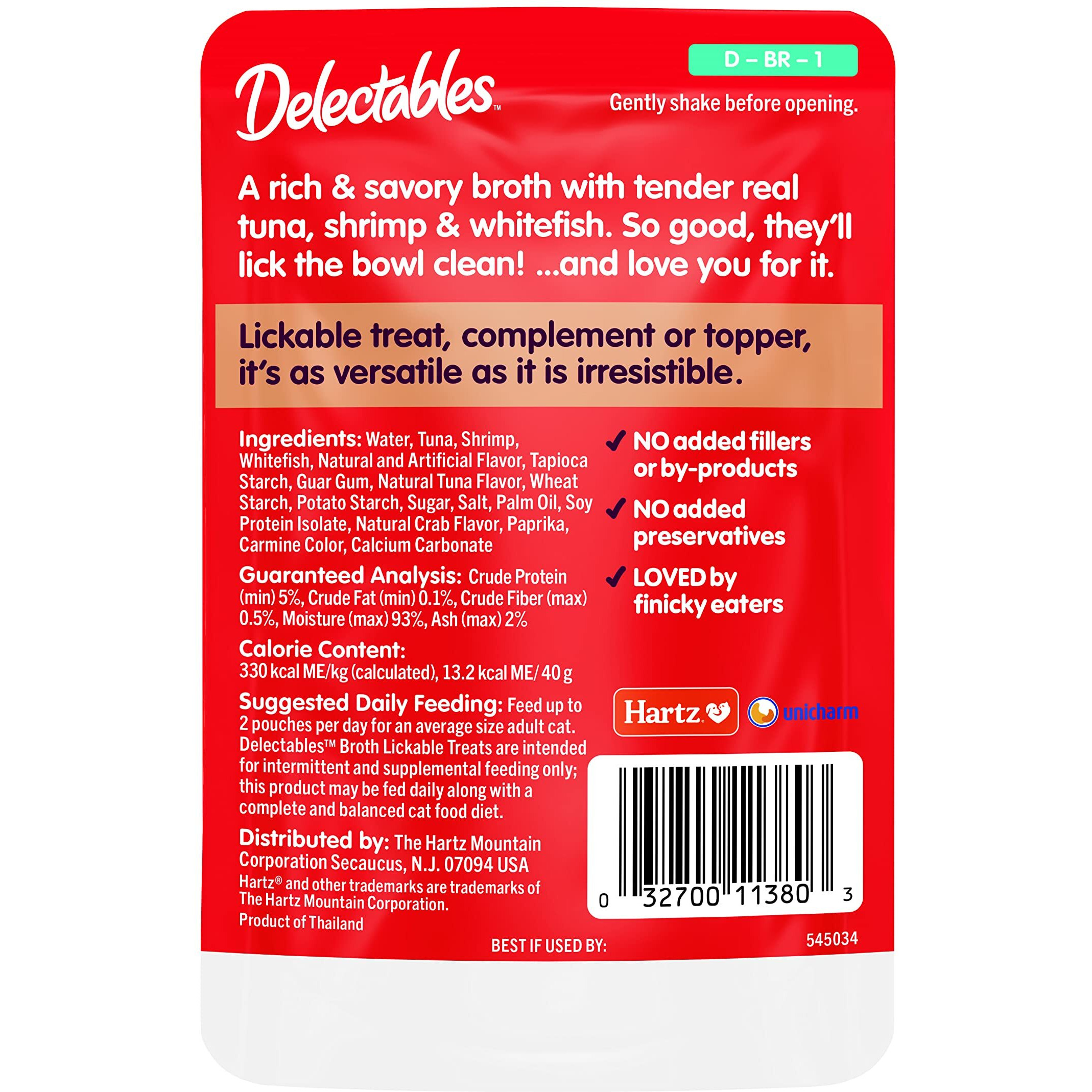 Hartz Delectables Savory Broths Variety Lickable Wet Cat Treats, 12 Count