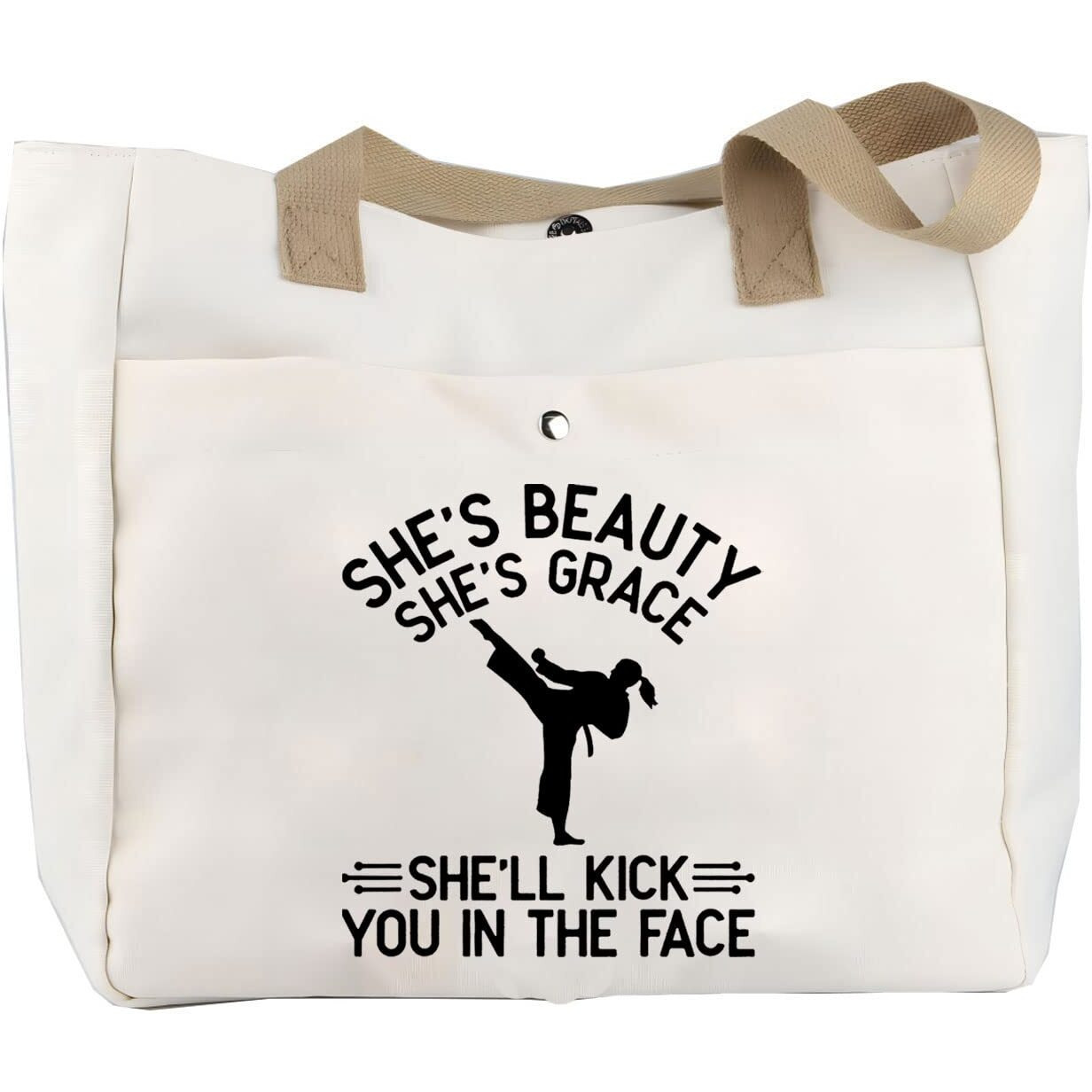 Tobgbe Karate Taekwondo Tote Bag Martial Arts Gift Karate Lover Gift Taekwondo Game Gift (Karate Kick Face Tb)