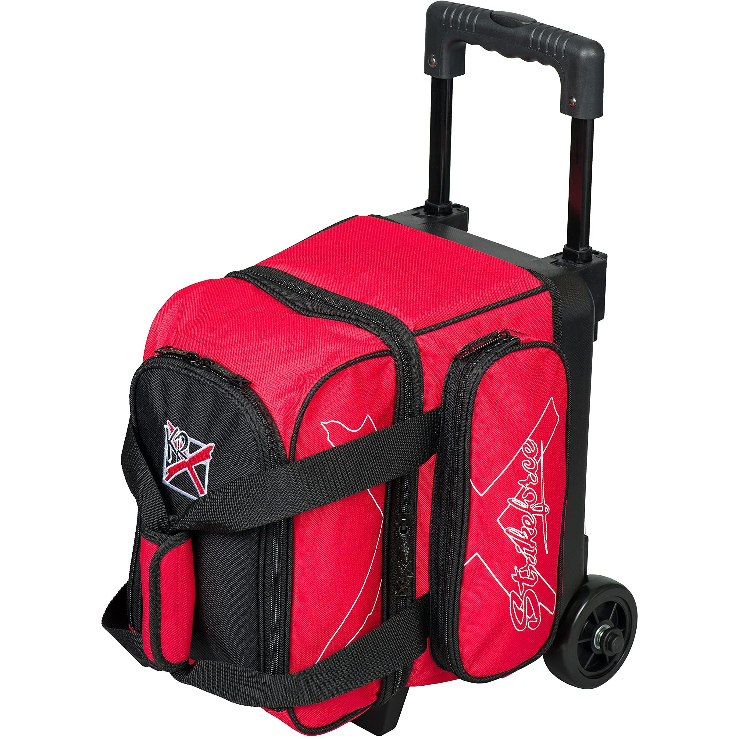 Strikeforce Hybrid Bowling Ball Single Roller Red With Smooth 3.5"" Molded Plastic Wheels For A Smooth Ride