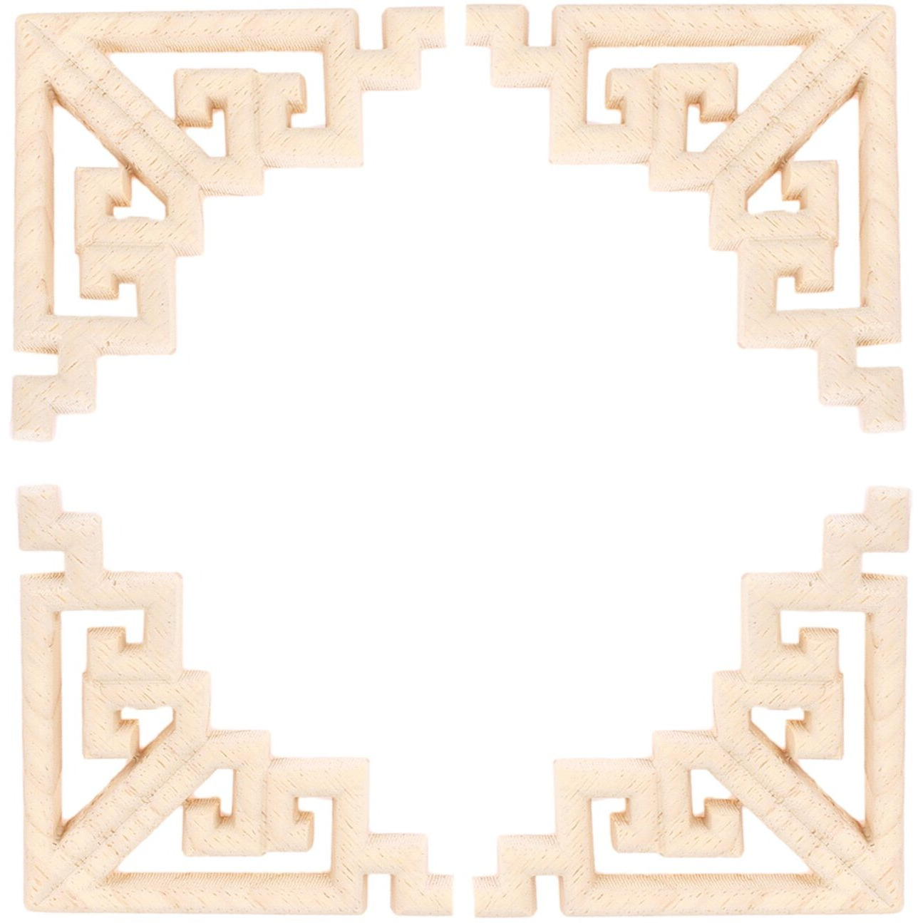 Muxsam Wood Carved Appliques Onlays, 4-Pack Unpainted Corner Wooden Carvings Embellishments For Mirror Dresser Vanity Cabinet Mantel Picture Frame Update Furniture Decals, 8X8Cm/3.15X3.15In