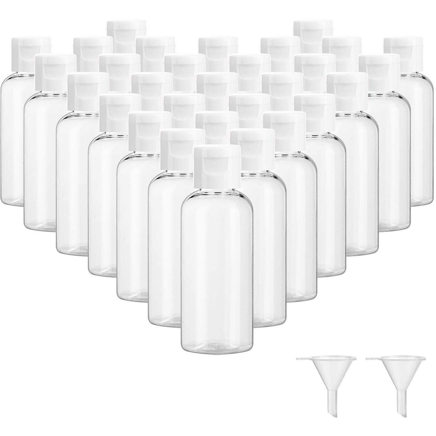 Dabacc 30 Pcs 2 Oz Clear Plastic Empty Bottles, Travel Size Bottles With Flip Cap Small Bottles For Liquids Toiletries Shampoo Lotion Conditioner
