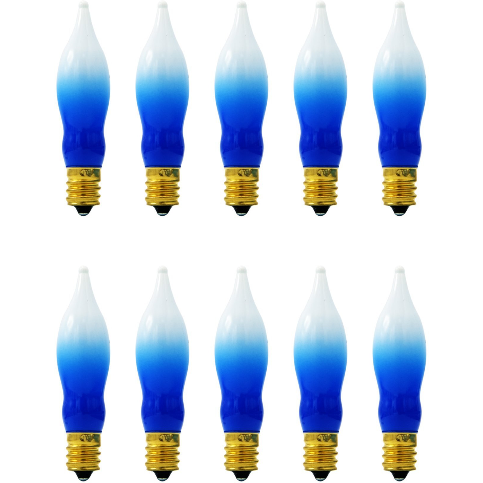 Menorah Bulbs Blue And White Electric Hanukkah Menorah Flame Shaped Replacement Bulbs (10-Pack)