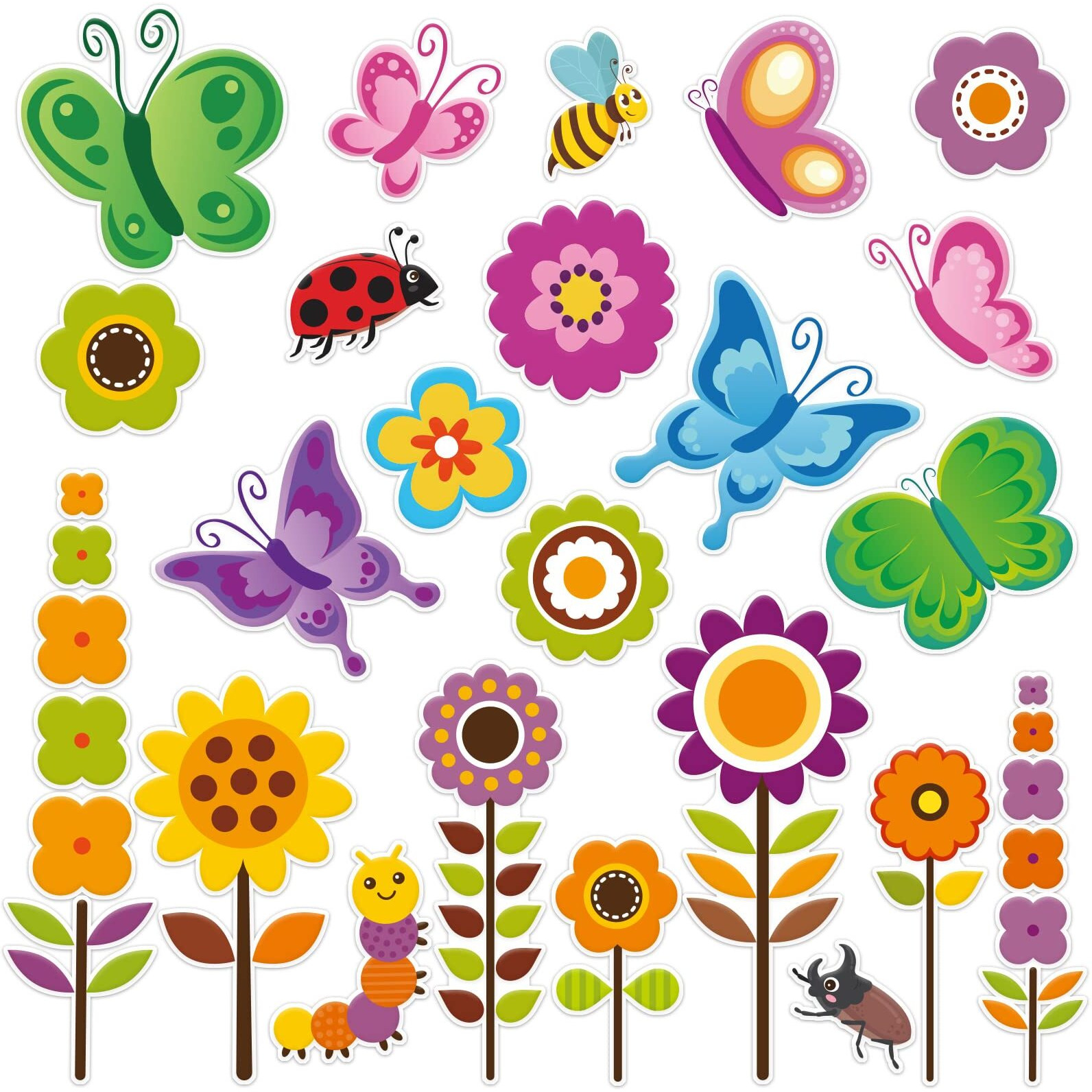 20 Pcs Spring Flowers Thick Gel Clings Butterfly Window Gel Clings Decals Stickers For Kids Toddlers And Adults Home Airplane Classroom Nursery Spring Summer Party Supplies Decorations Removable And