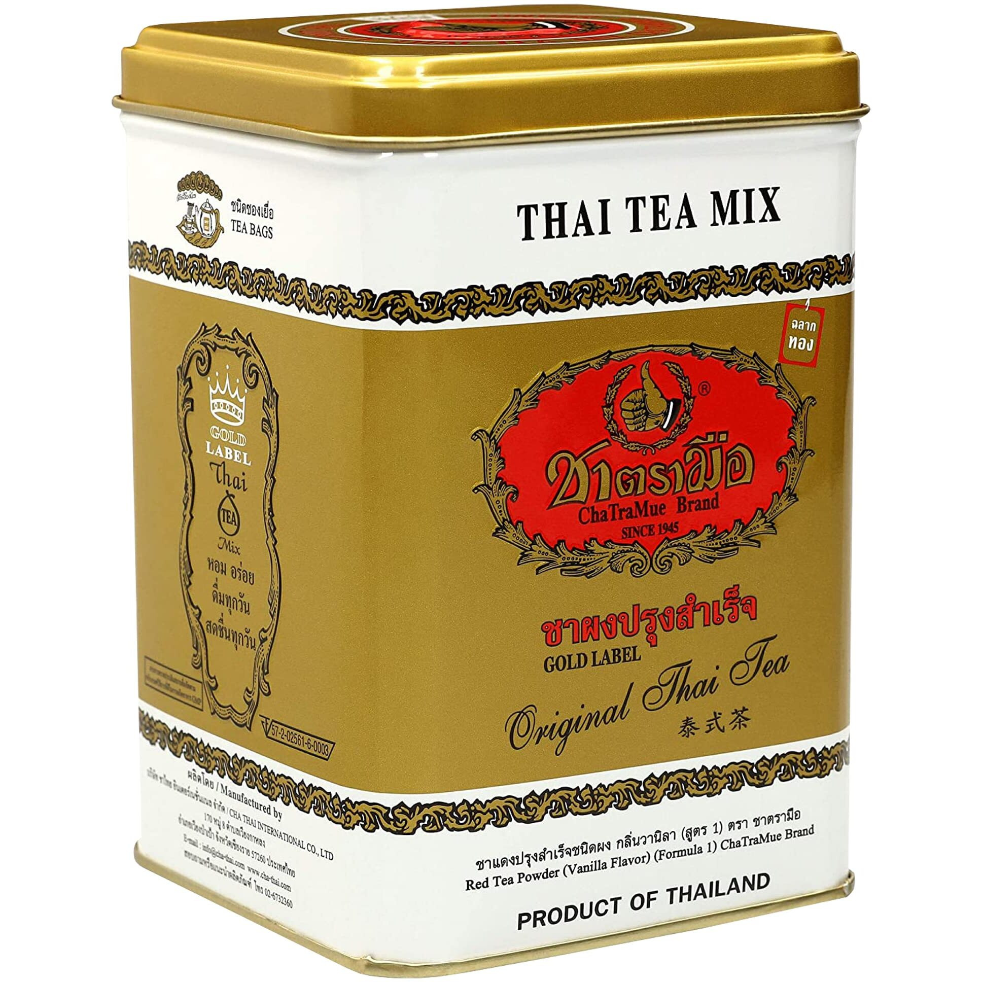 Number One Original Thai Tea Bags Extra Gold For Iced Tea, Milk Tea Or Boba Tea Beverages With Stronger, Bolder Taste, Restaurant-Favored Traditional Brand From Thailand (0.09Oz X 50 Tea Bags)