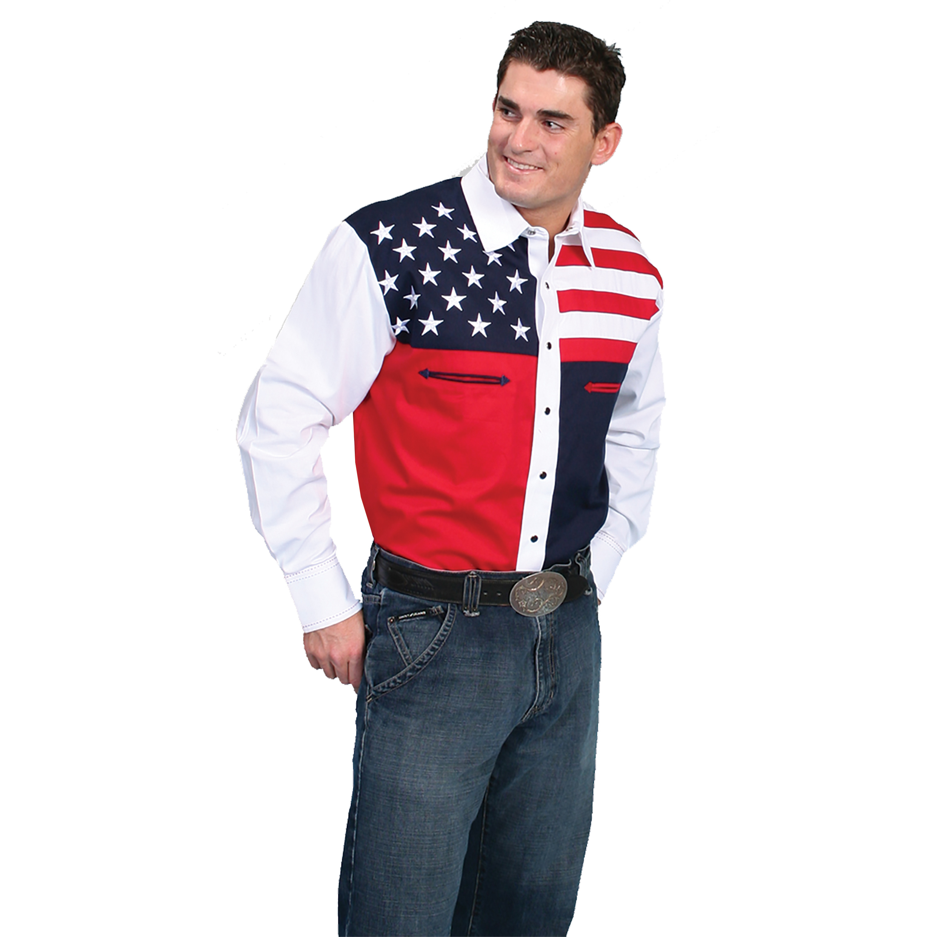 Red/White/Blue Color Block Shirt