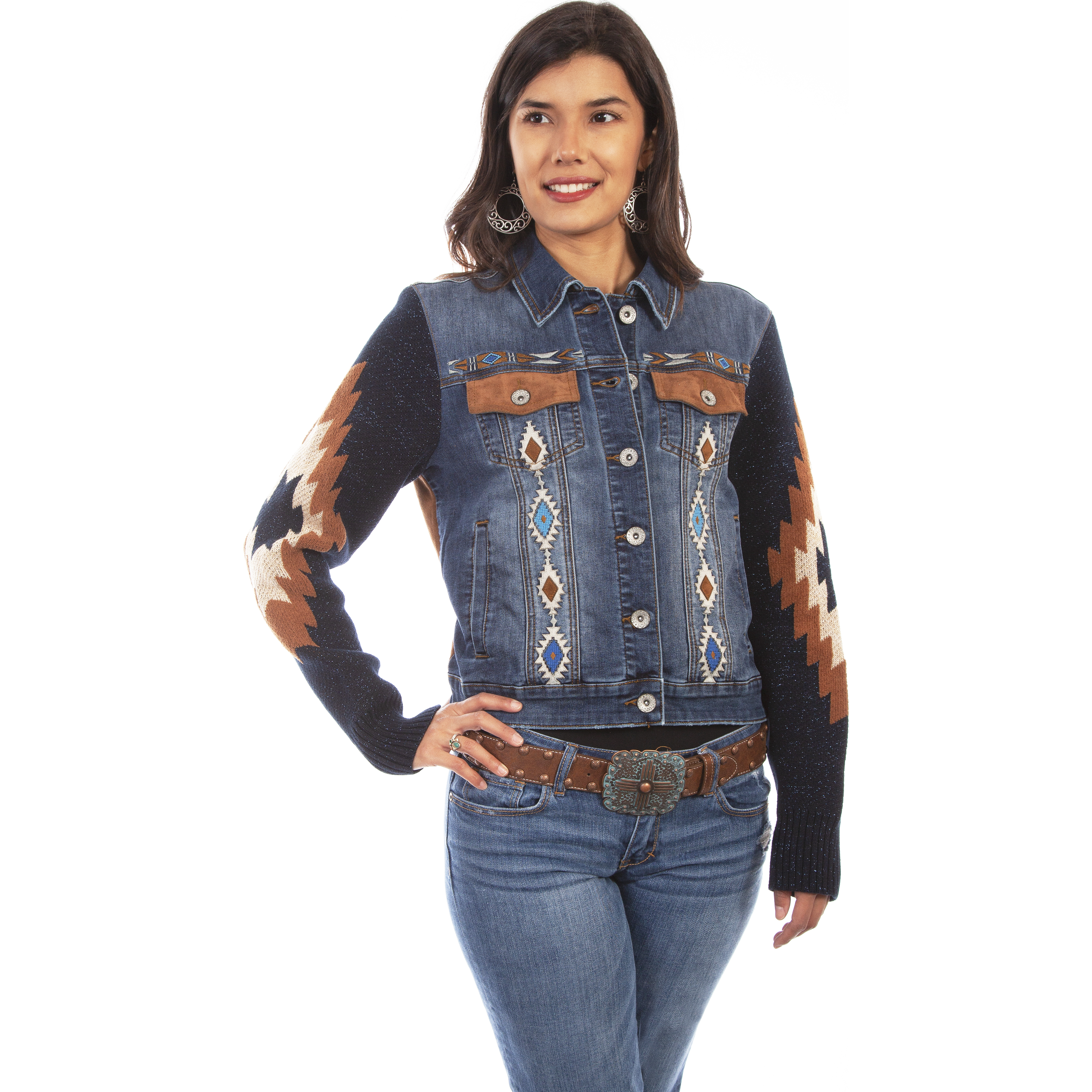 Aztec Emb. Sweater Sleeve Jacket