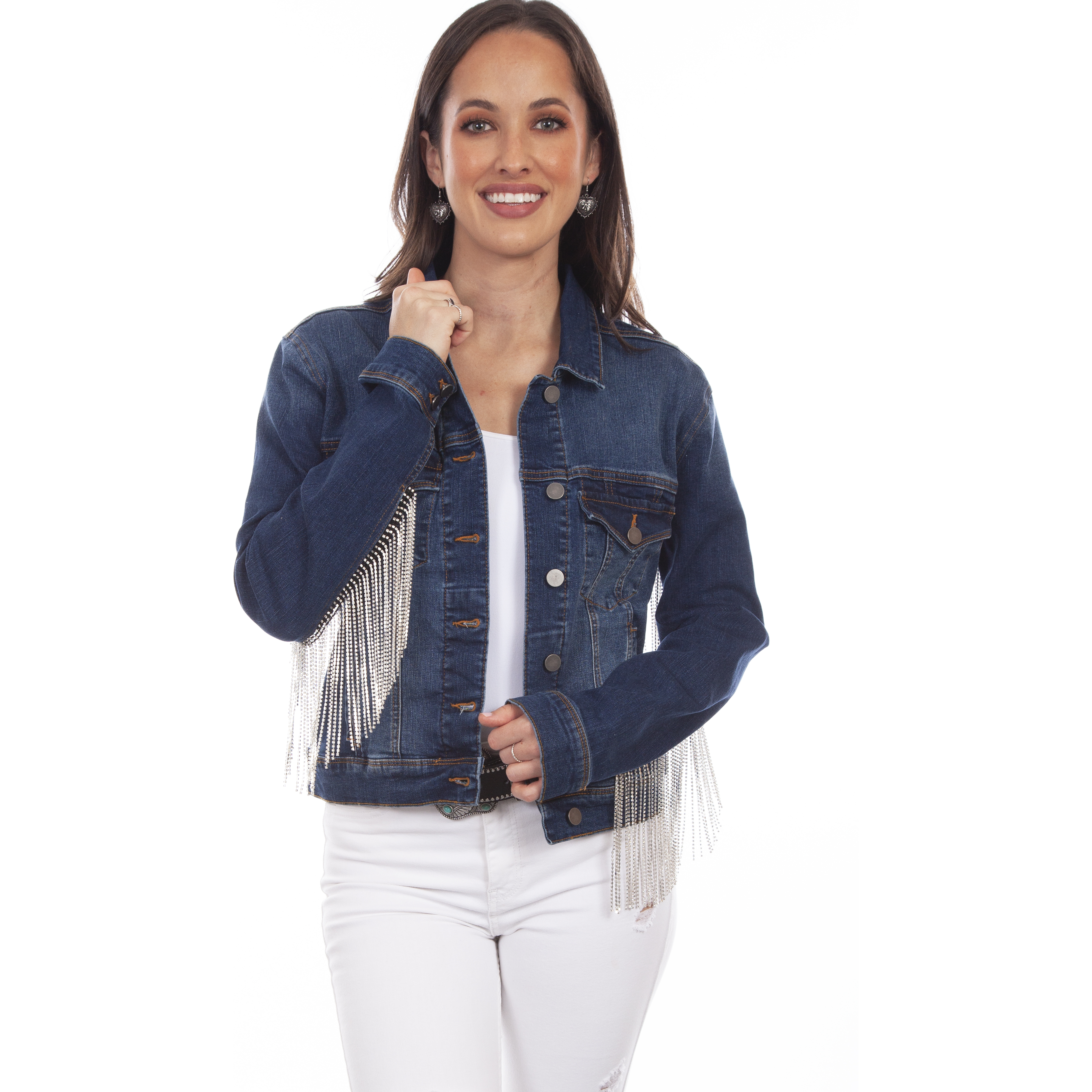 Denim Jacket W/Rhinestone Fringe