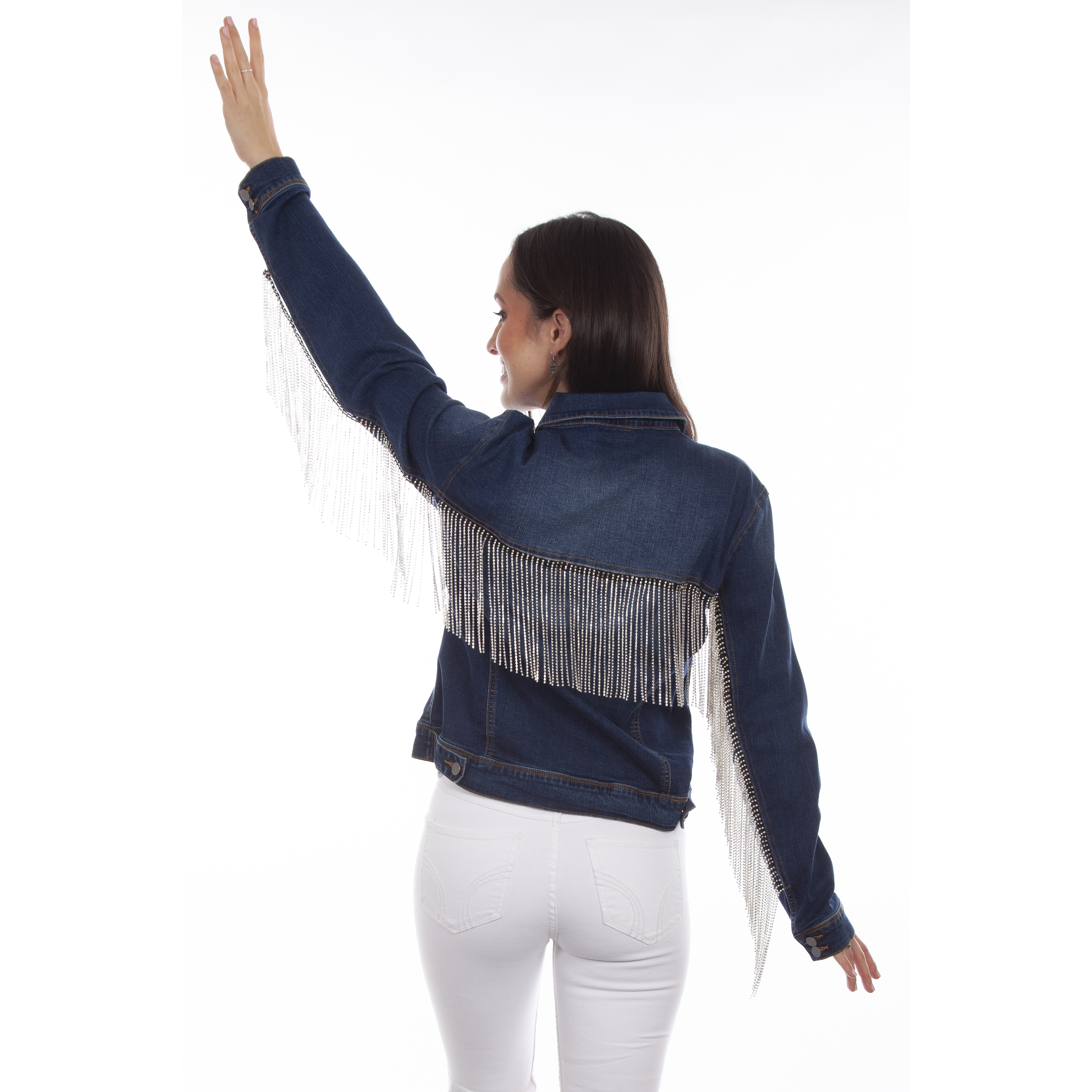 Denim Jacket W/Rhinestone Fringe