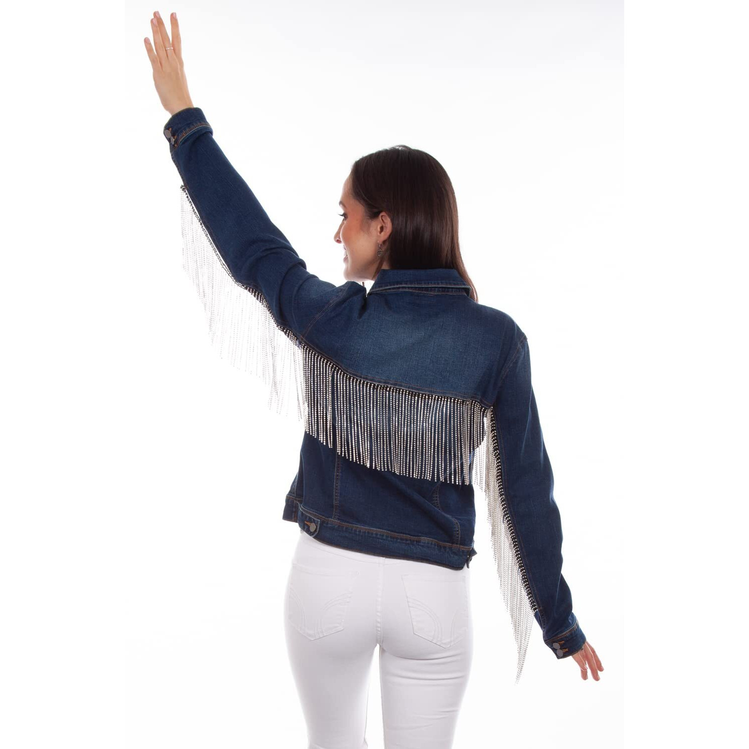 Denim Jacket W/Rhinestone Fringe