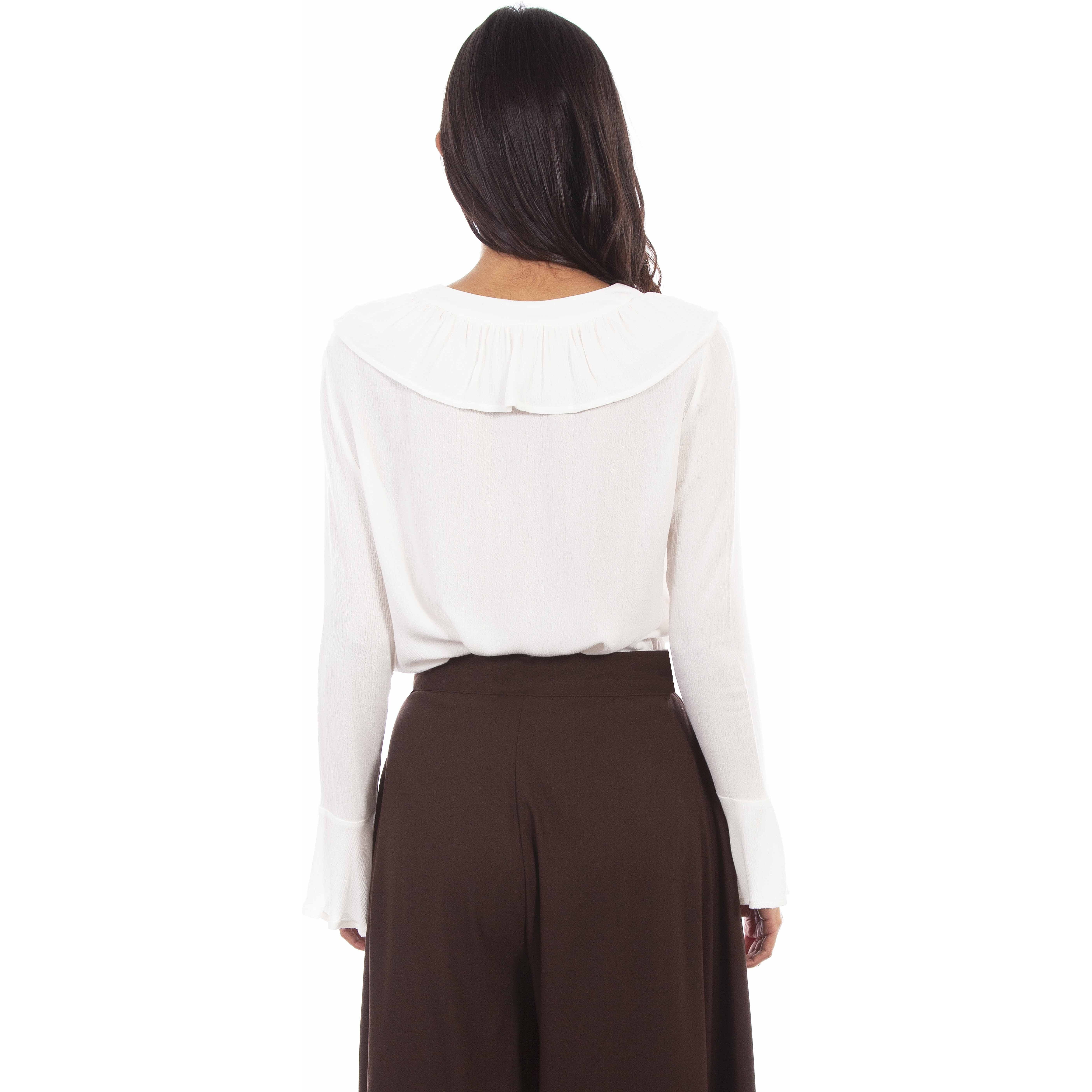 Ruffle Lace Up Blouse