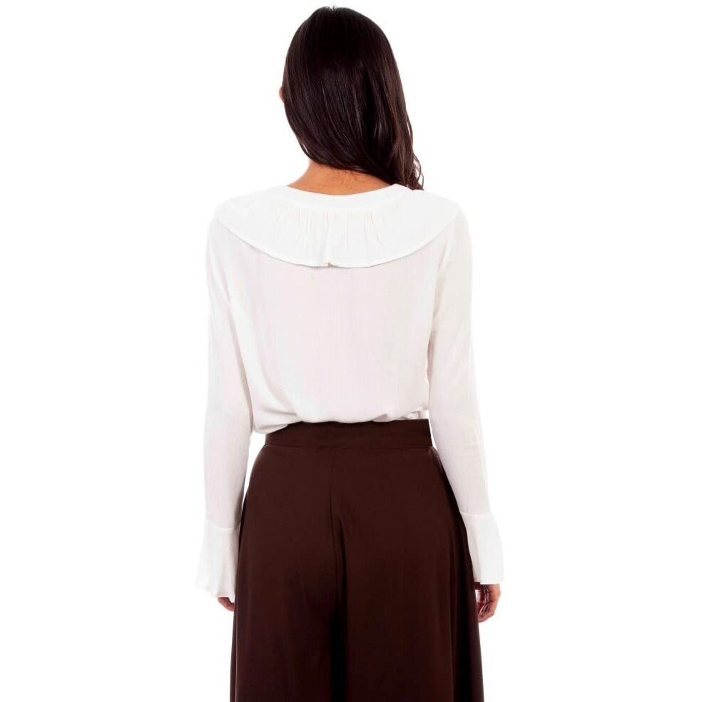 Ruffle Lace Up Blouse