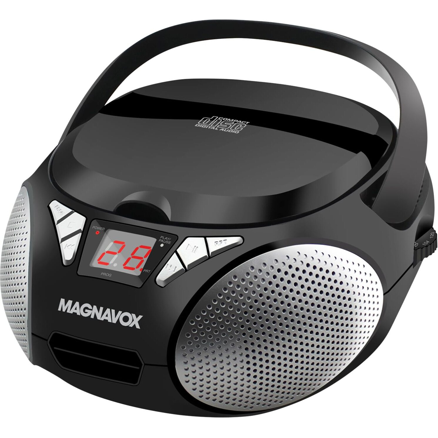 Magnavox Md6924 Portable Top Loading Cd Boombox With Am/Fm Stereo Radio In Black | Cd-R/Cd-Rw Compatible | Led Display | Aux Port Supported | Programmable Cd Player |