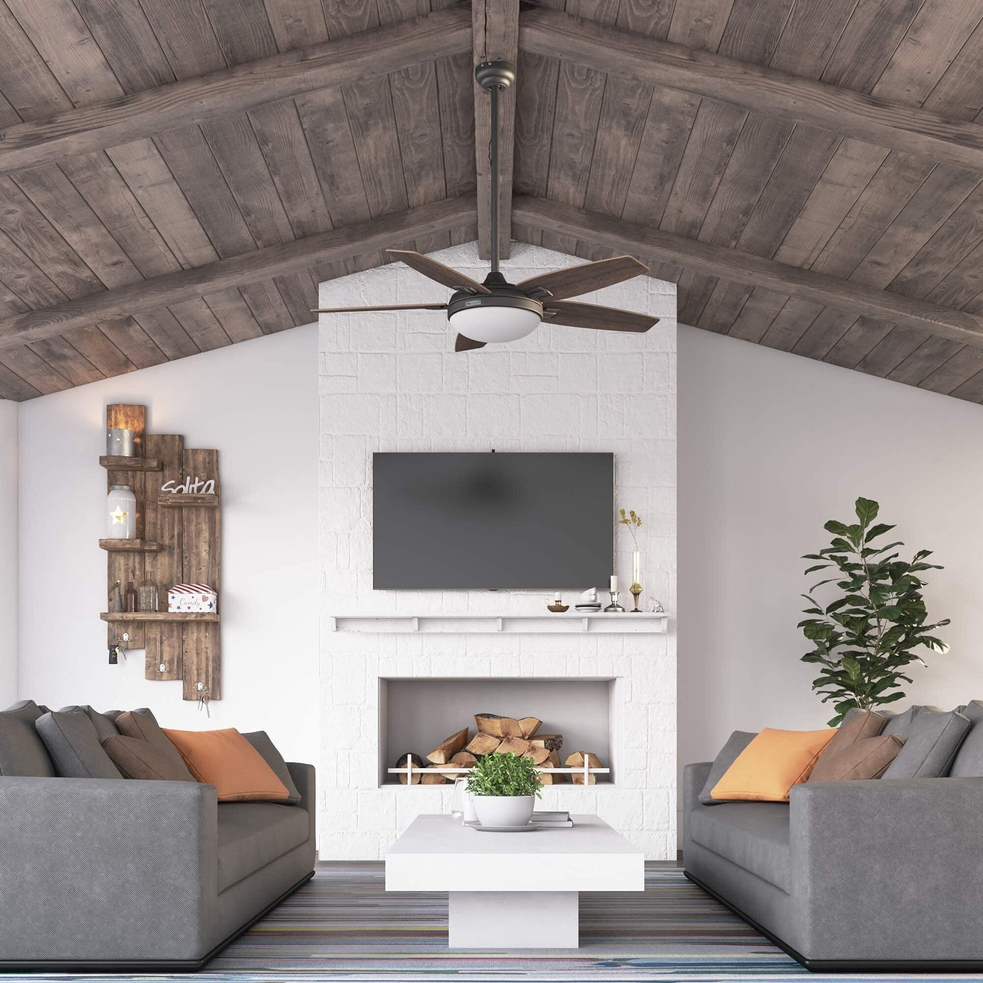 Honeywell Ceiling Fans Carmel, 48 Inch Contemporary Indoor Led Ceiling Fan With Light, Remote Control, Dual Mounting Options, Dual Finish Blades, Reversible Motor - 50197-01 (Bronze)