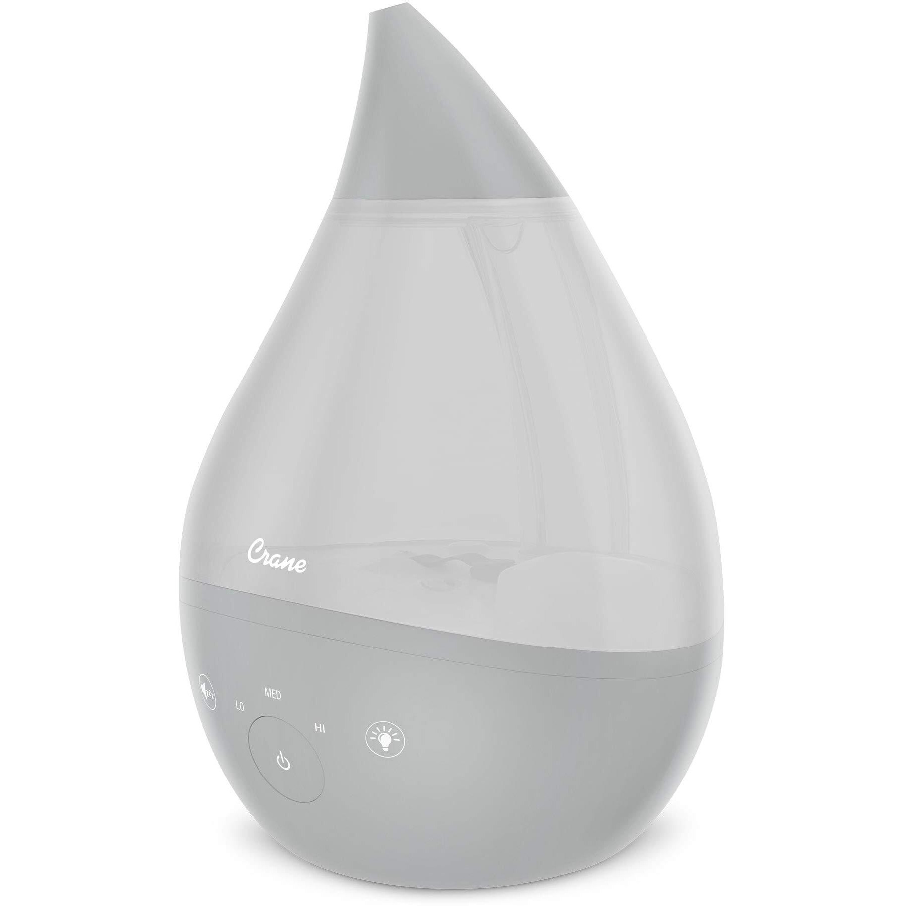 Crane Ultrasonic Humidifiers For Bedroom And Office, 1 Gallon 4-In-1 Cool Mist Air Humidifier For Large Room And Home, Humidifier Filters Optional, Grey