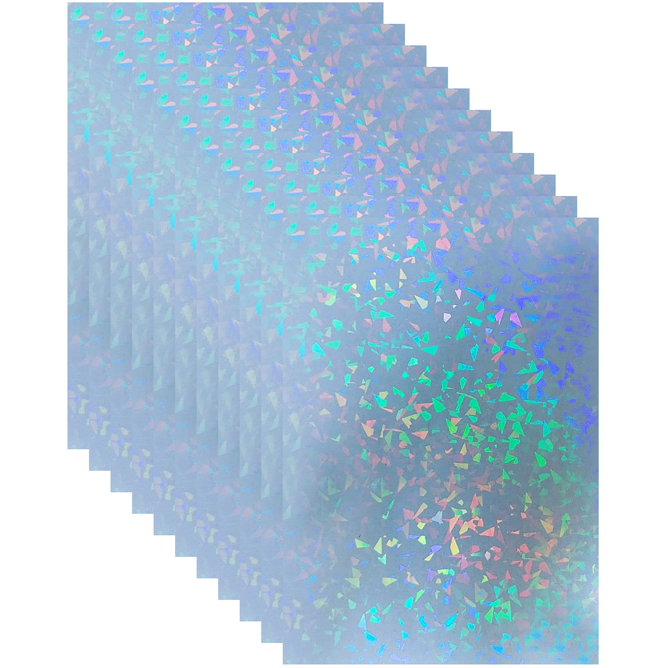 Bleidruck 25 Sheets 8.25X11.7 Inches Broken Glass Holographic Premium Cold Laminated Film Glitter Holographic Overlay Laminating Self Adhesive Film