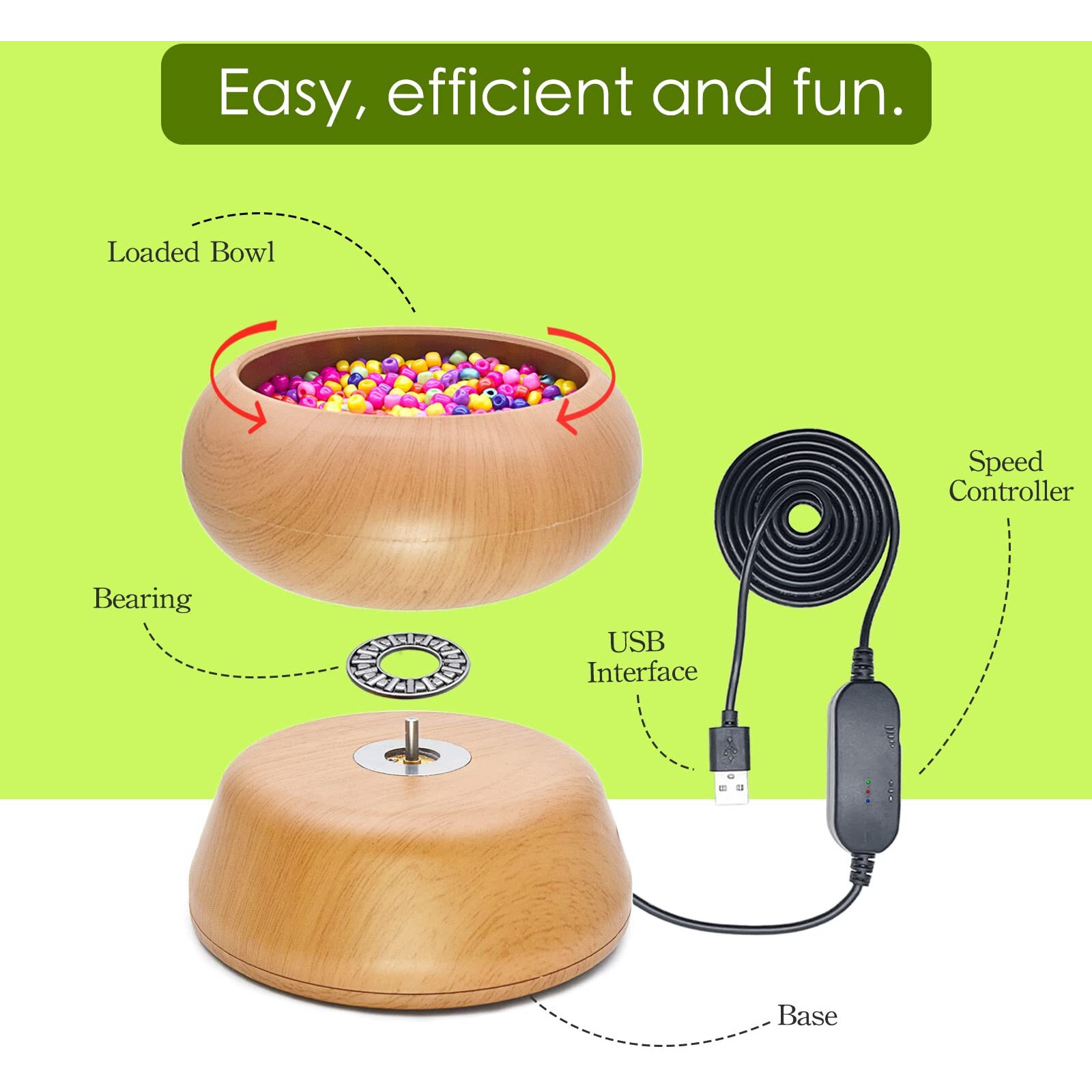 Xmada Electric Bead Spinner - Clay Bead Spinner With 2Pc Beading Needles And Seed Beads, Waist Beads Kit, Bead Spinner For Jewelry Making, Electric | Speed Adjustment Bead Spinner Kit (Original)