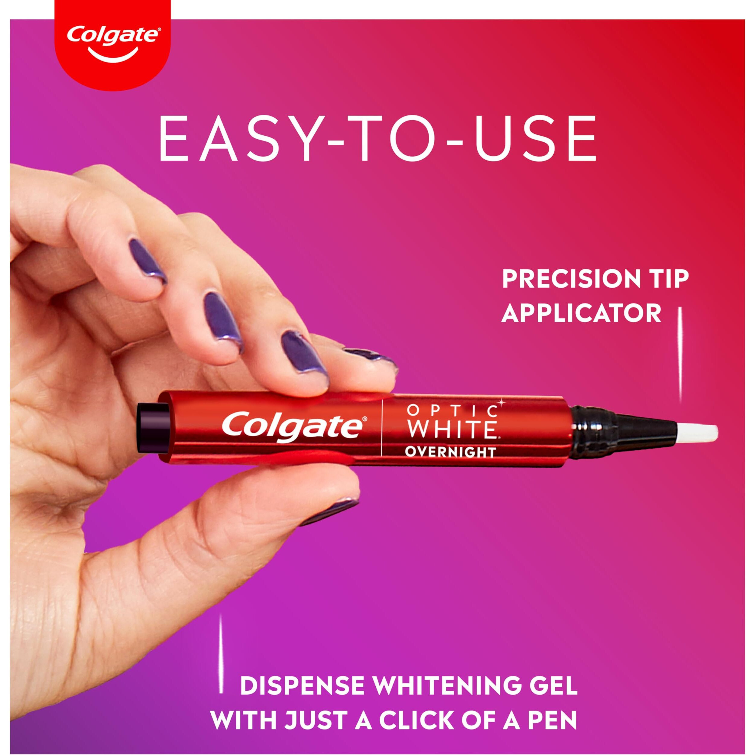 Colgate Optic White Overnight Teeth Whitening Pen, Teeth Stain Remover To Whiten Teeth, 35 Nightly Treatments