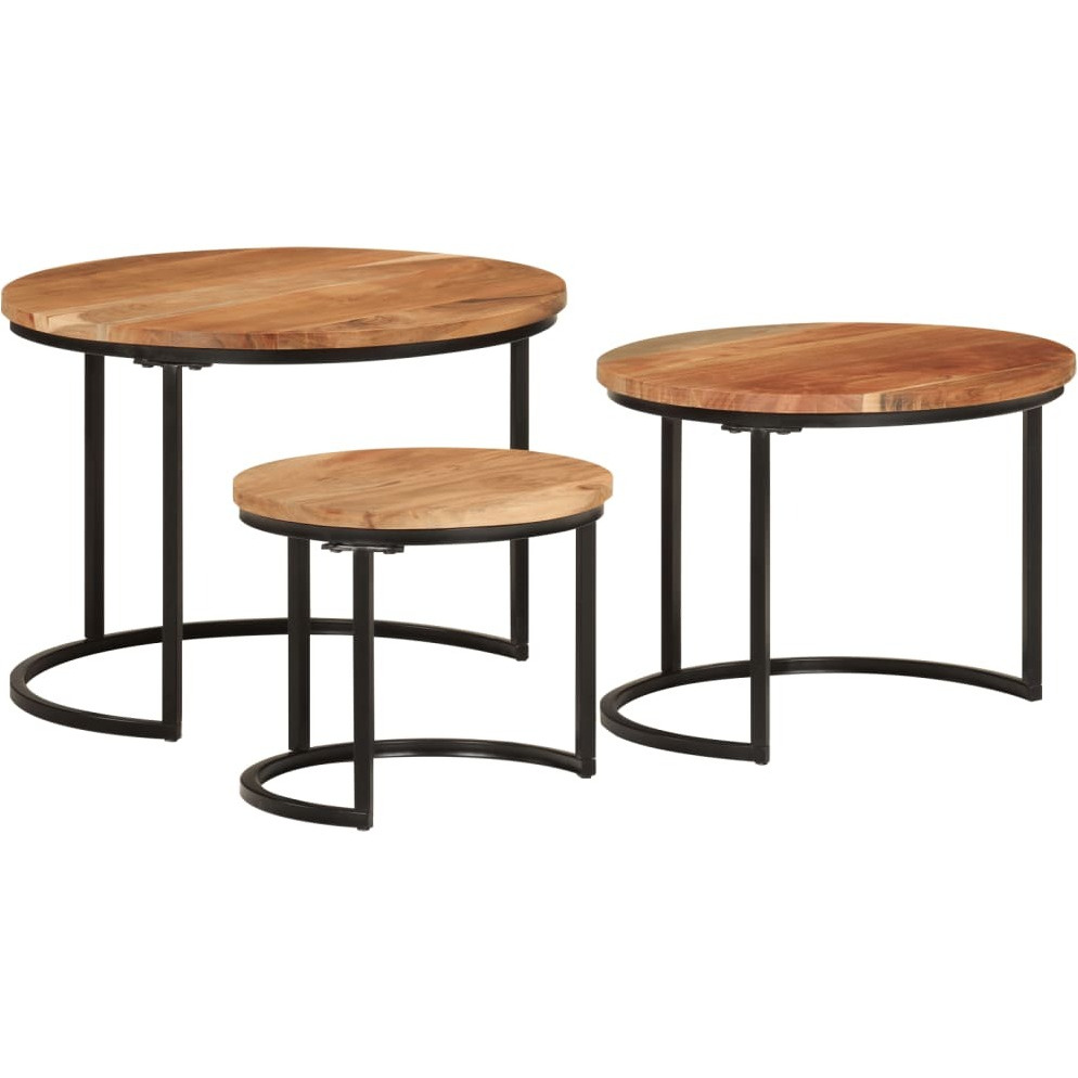 Vidaxl Nesting Tables 3 Pcs Solid Wood Acacia