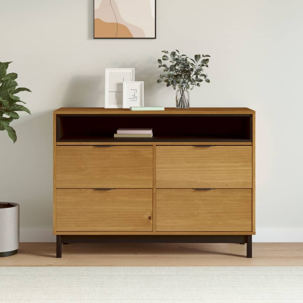 Vidaxl Drawer Cabinet Flam 43.3"&quotX15.7"&quotX31.5"" Solid Wood Pine