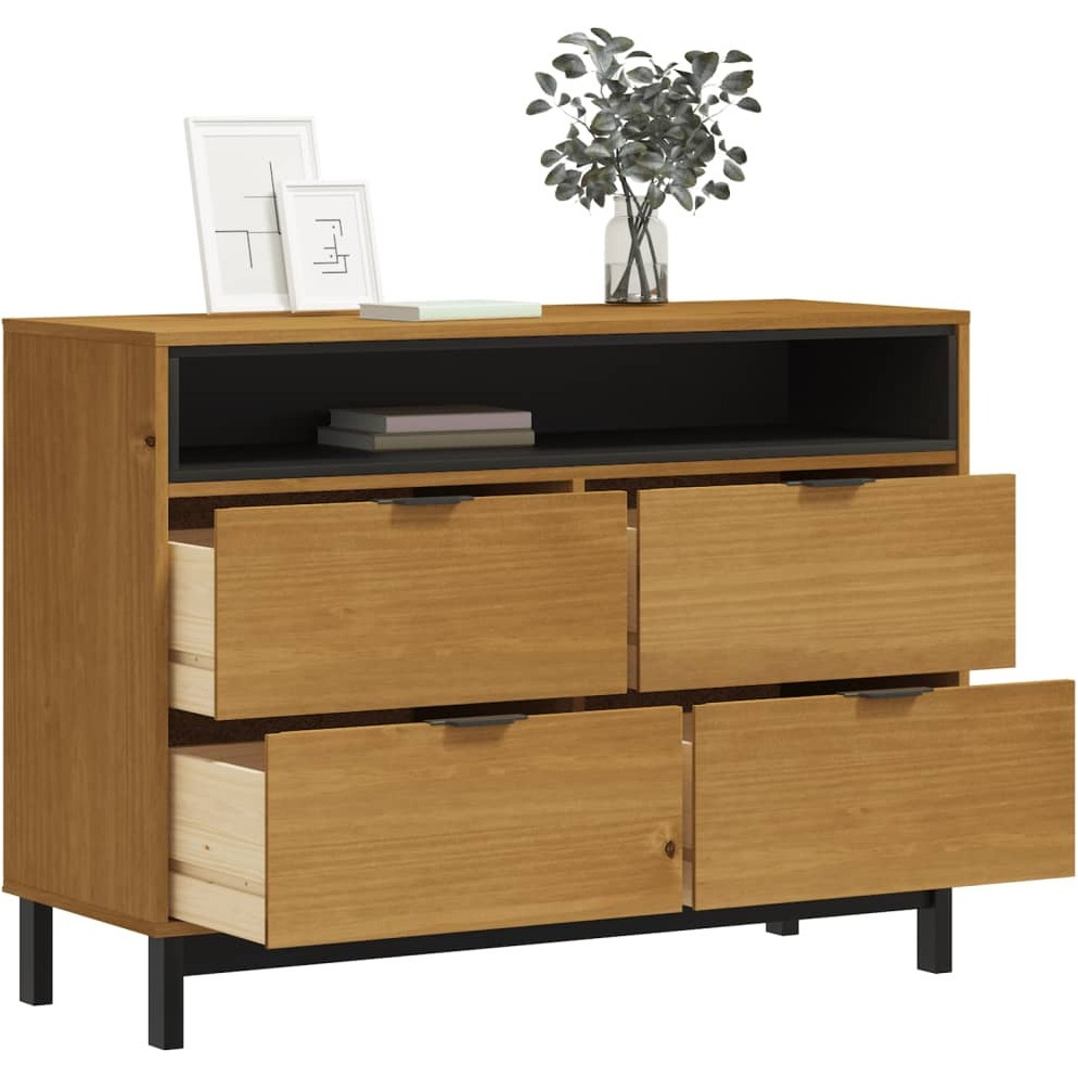 Vidaxl Drawer Cabinet Flam 43.3"&quotX15.7"&quotX31.5"" Solid Wood Pine