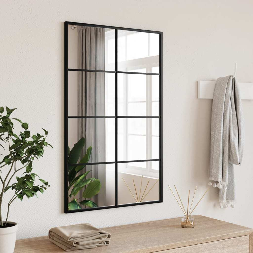 Vidaxl Wall Mirror Black 19.7"&quotX31.5"" Rectangle Iron