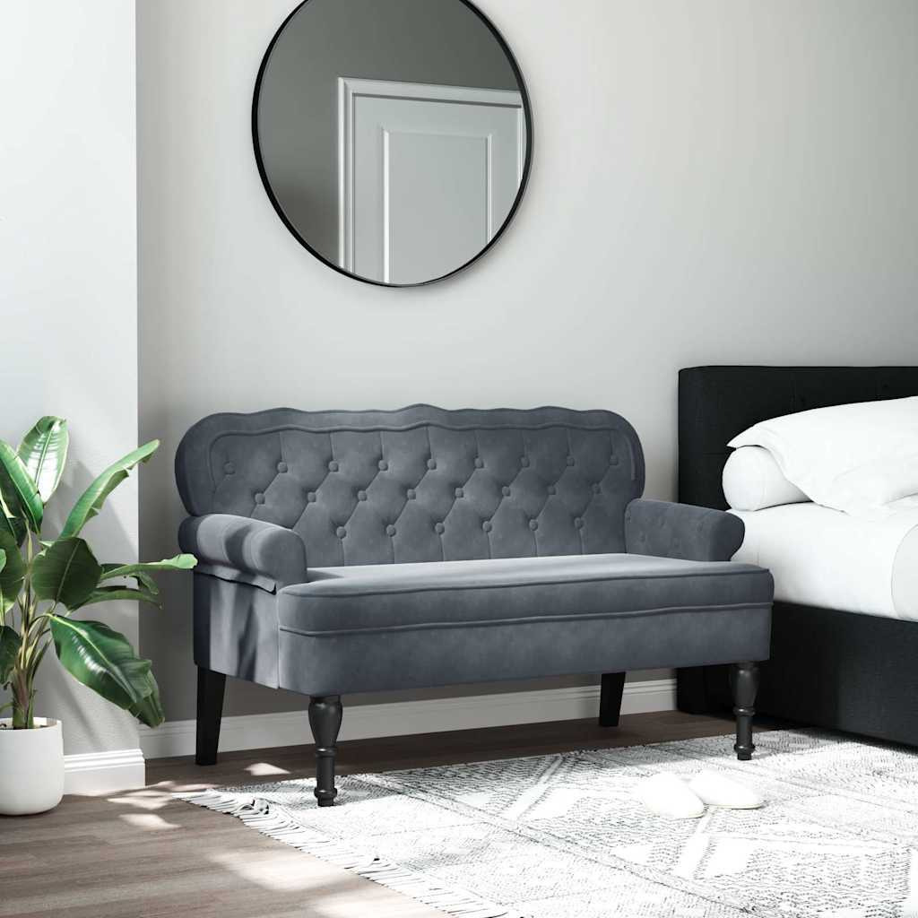 Vidaxl Bench With Backrest Dark Gray 47"&quotX25.4"&quotX29.5"" Velvet