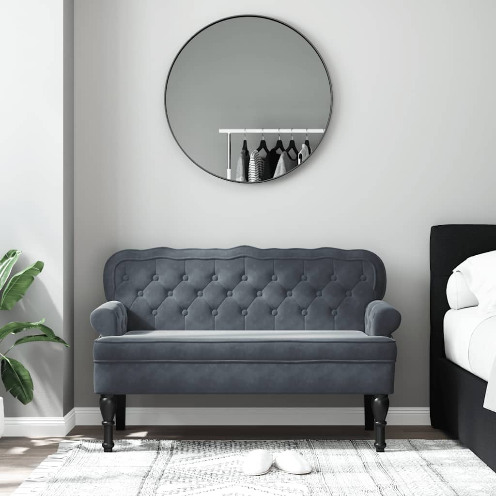 Vidaxl Bench With Backrest Dark Gray 47"&quotX25.4"&quotX29.5"" Velvet