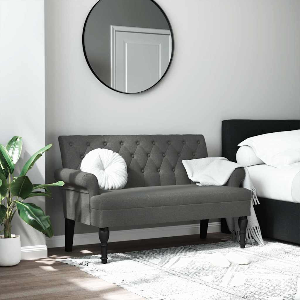 Vidaxl Bench With Backrest Dark Gray 47.2"&quotX24.4"&quotX29.7"" Fabric