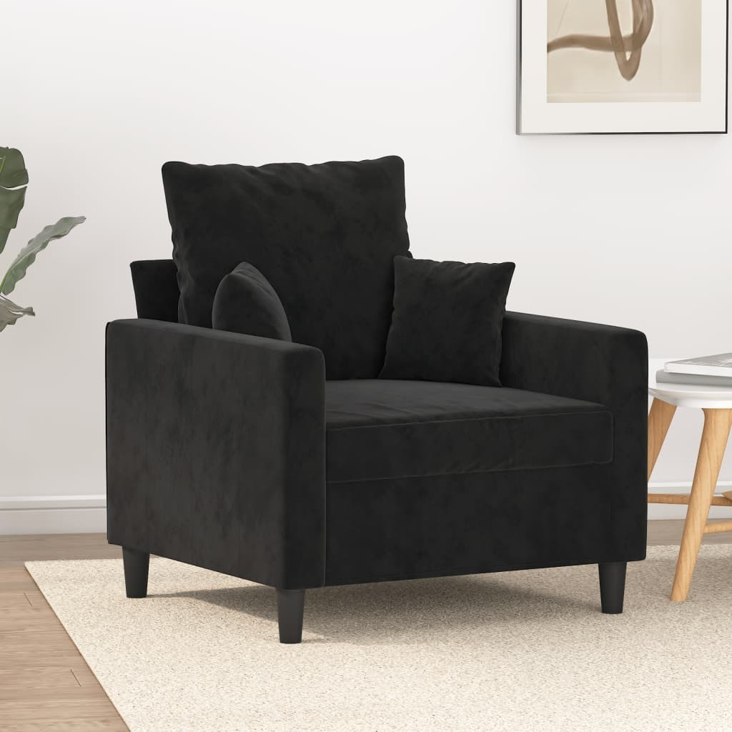 Vidaxl Sofa Chair Black 23.6"" Velvet