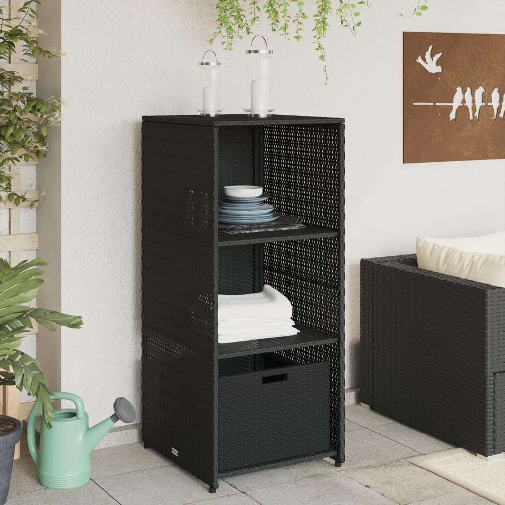 Vidaxl Patio Storage Cabinet Black 19.7"&quotX21.7"&quotX45.3"" Poly Rattan