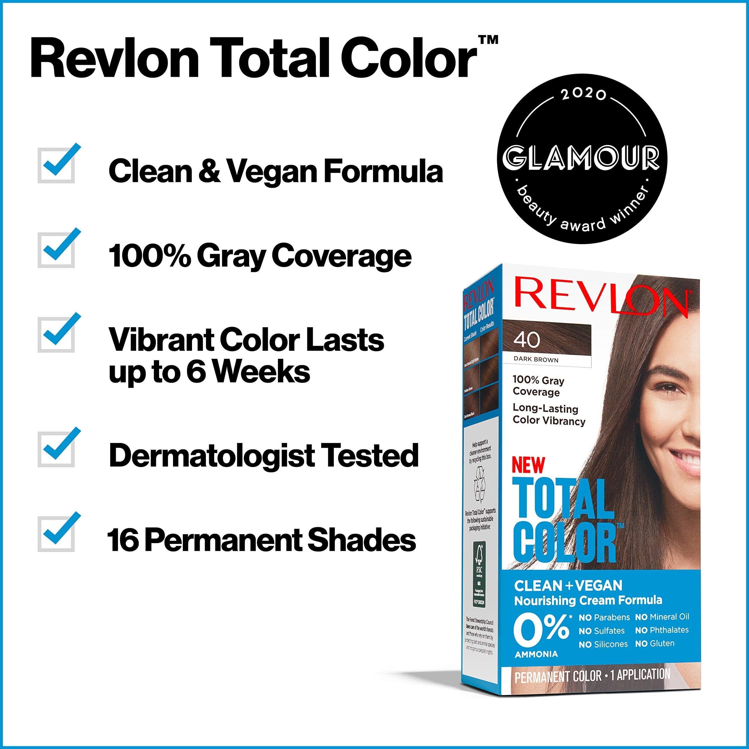 Revlon Total Color Permanent Hair Color, Clean And Vegan, 100% Gray Coverage Hair Dye, 70 Dark Natural Blonde, 3.5 Oz